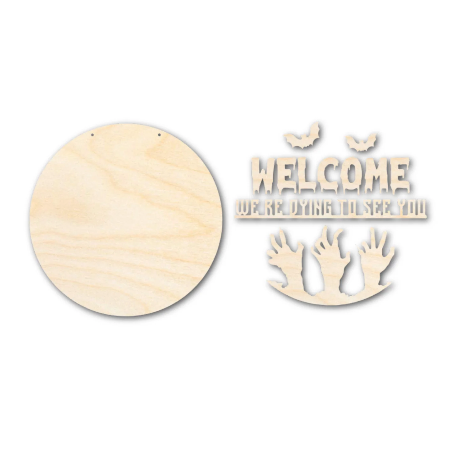 Unfinished Wood Zombie Welcome Door Sign Kit | Wood Craft Cutouts | 1/4" Thick | - Image 3