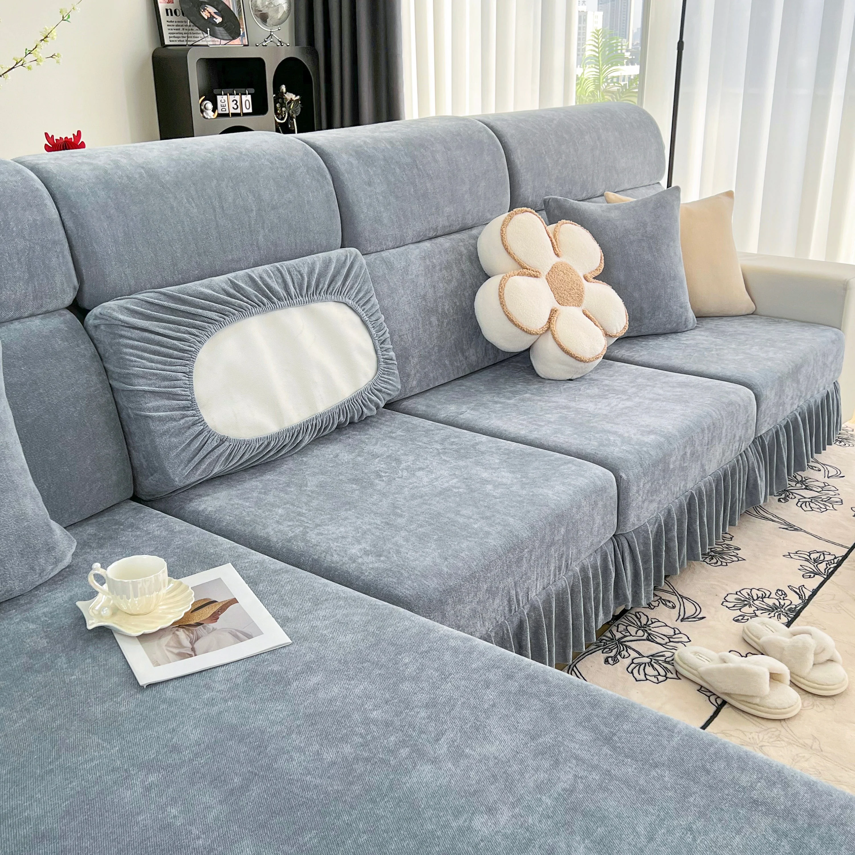 Universal Elastic Skirt Sofa Slipcover, Stretch Sofa Cushion Cover For Bedroom Office Living Room - Image 10