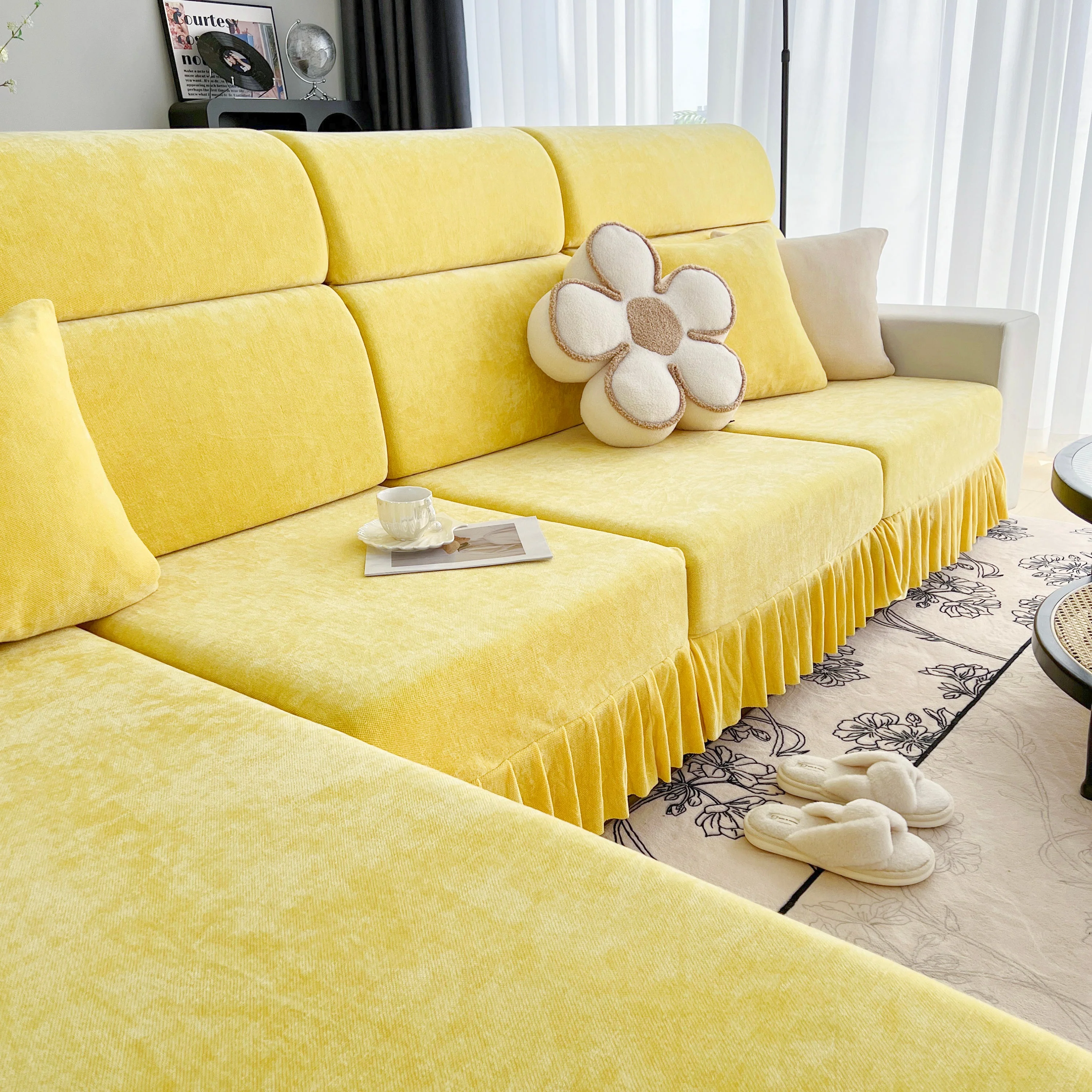 Universal Elastic Skirt Sofa Slipcover, Stretch Sofa Cushion Cover For Bedroom Office Living Room - Image 103