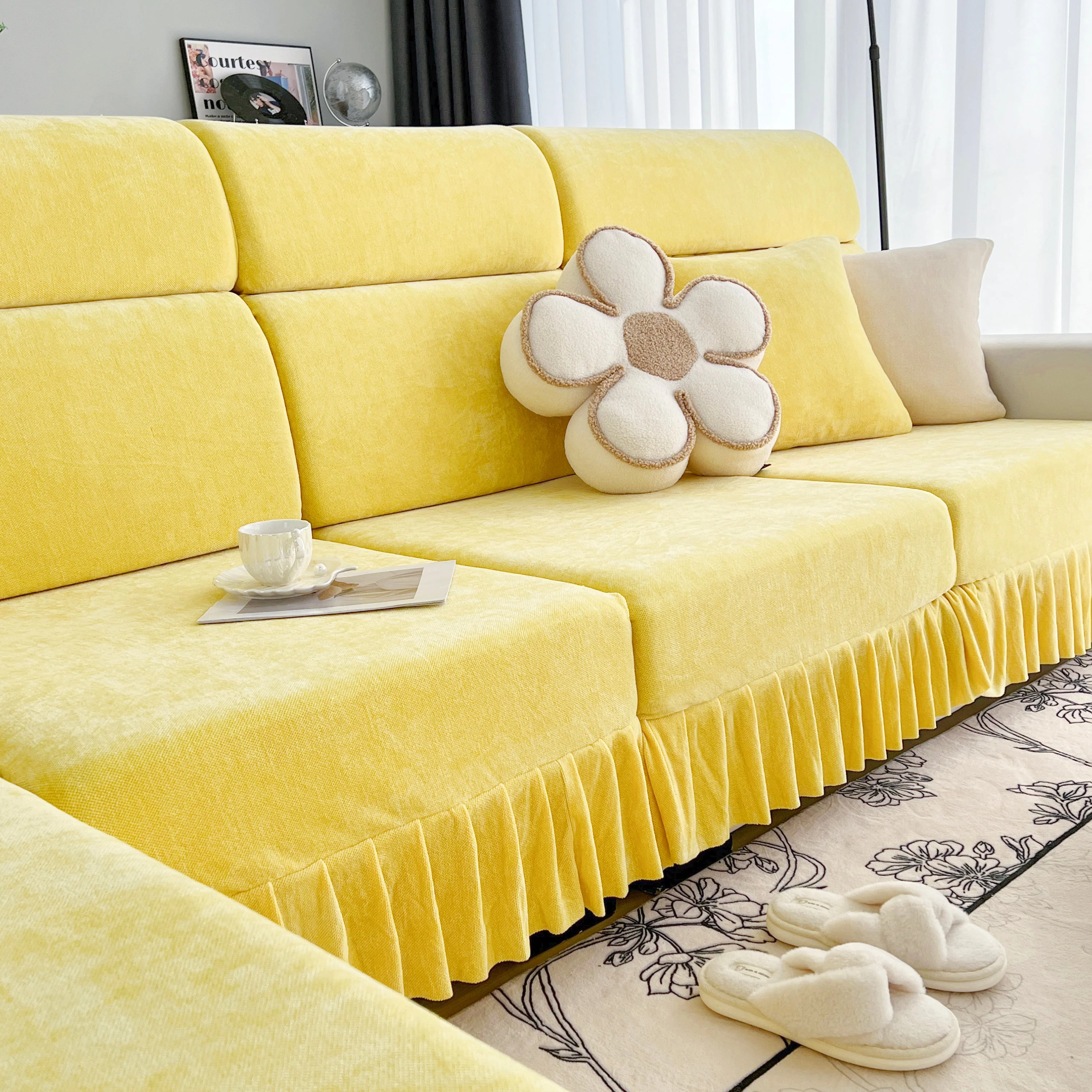 Universal Elastic Skirt Sofa Slipcover, Stretch Sofa Cushion Cover For Bedroom Office Living Room - Image 104