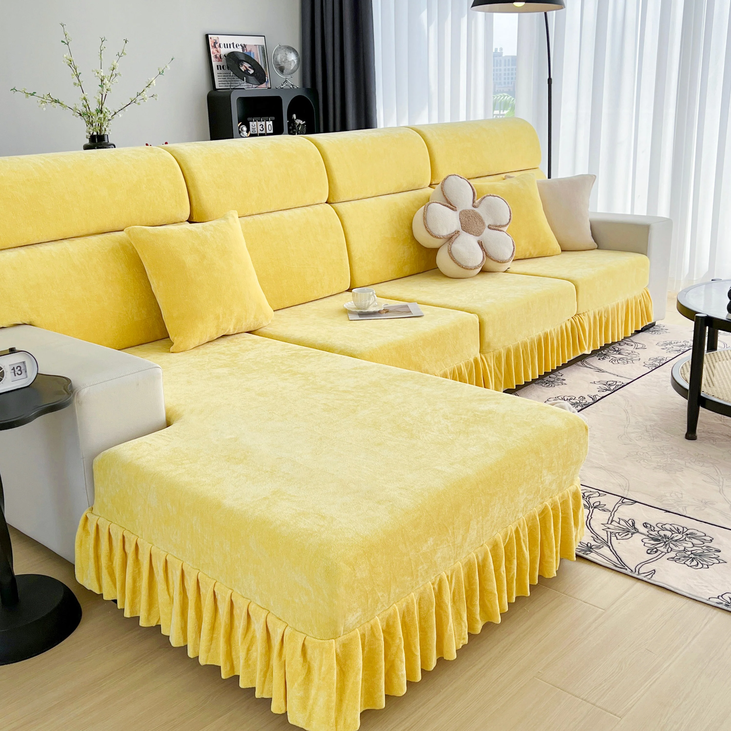 Universal Elastic Skirt Sofa Slipcover, Stretch Sofa Cushion Cover For Bedroom Office Living Room - Image 106