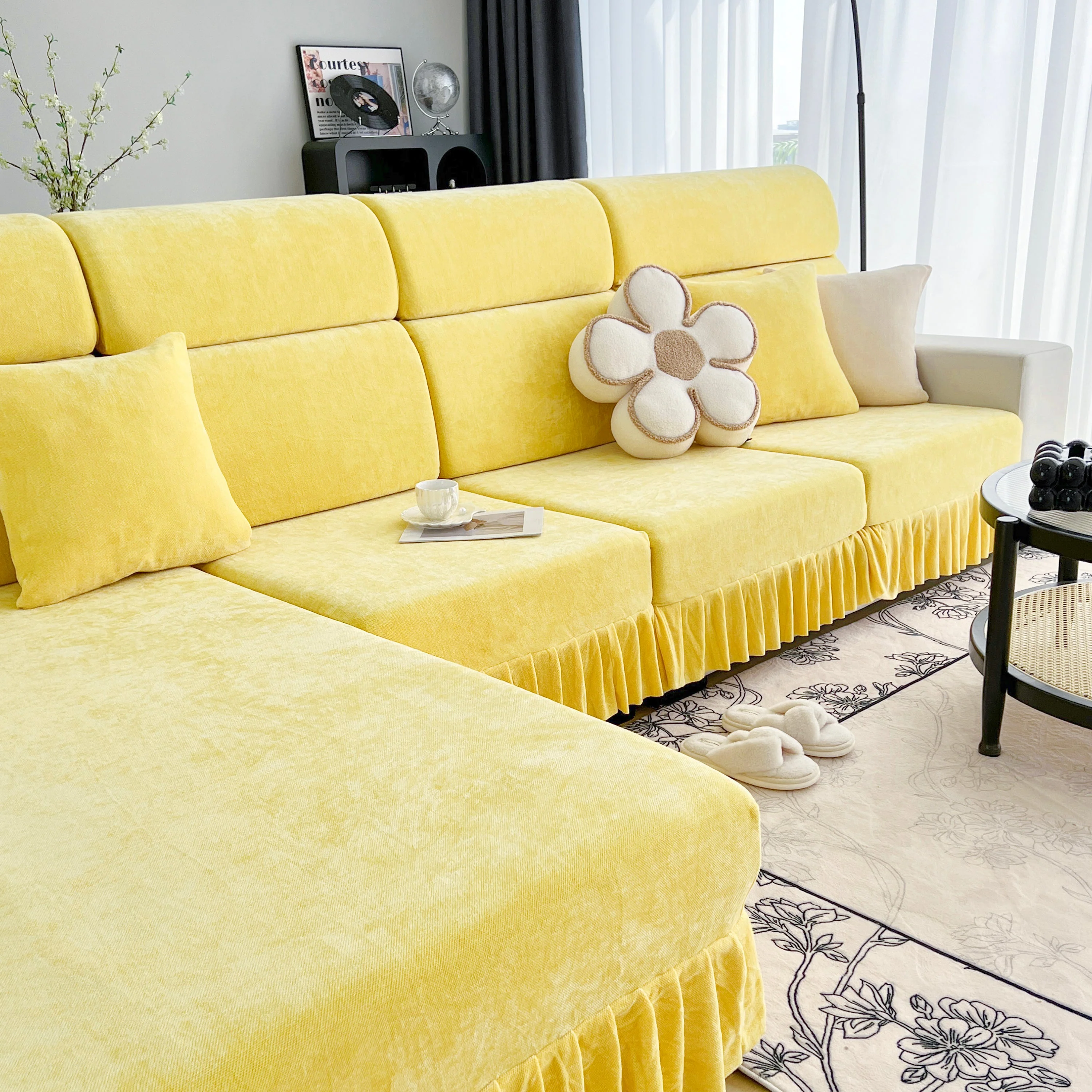 Universal Elastic Skirt Sofa Slipcover, Stretch Sofa Cushion Cover For Bedroom Office Living Room - Image 108