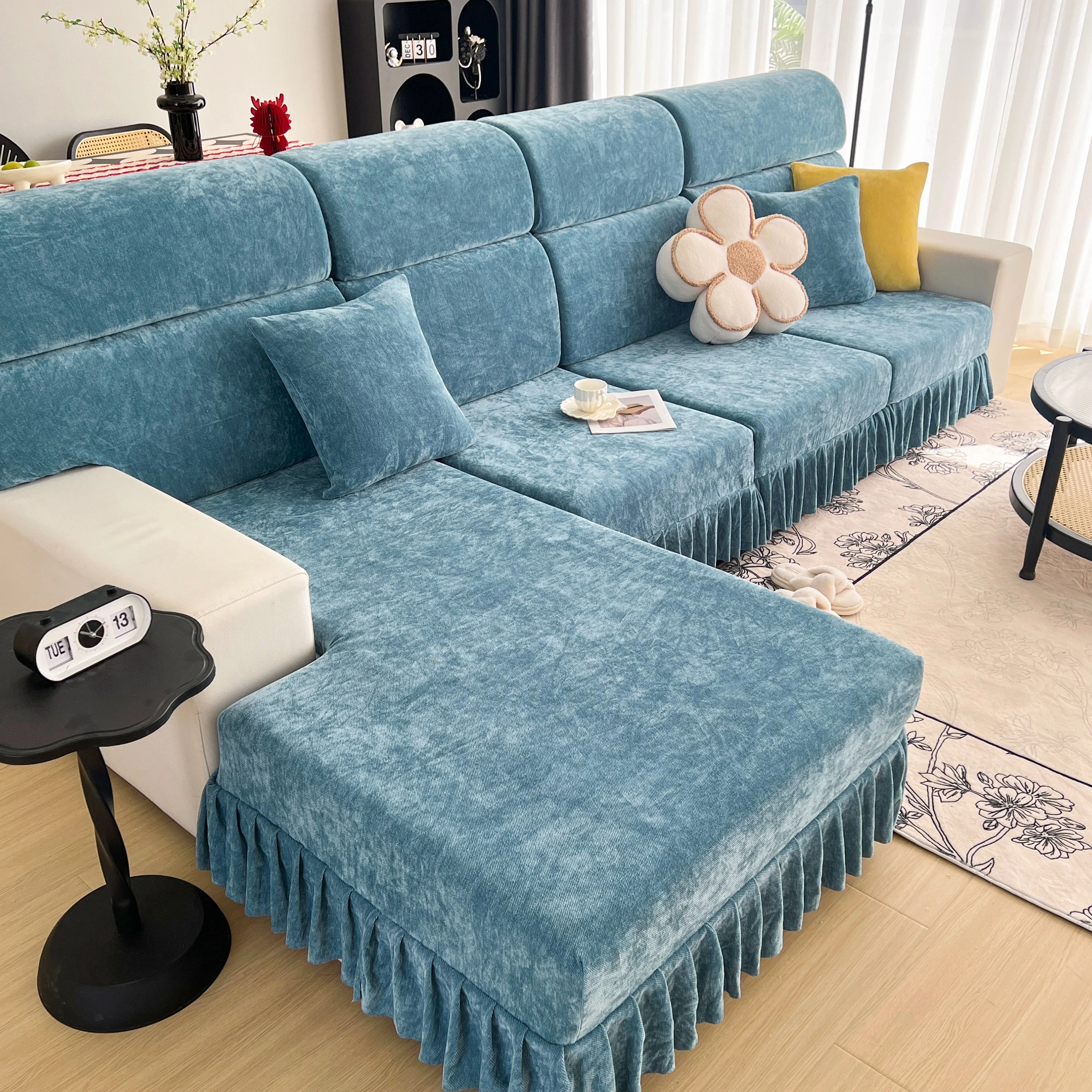 Universal Elastic Skirt Sofa Slipcover, Stretch Sofa Cushion Cover For Bedroom Office Living Room - Image 114