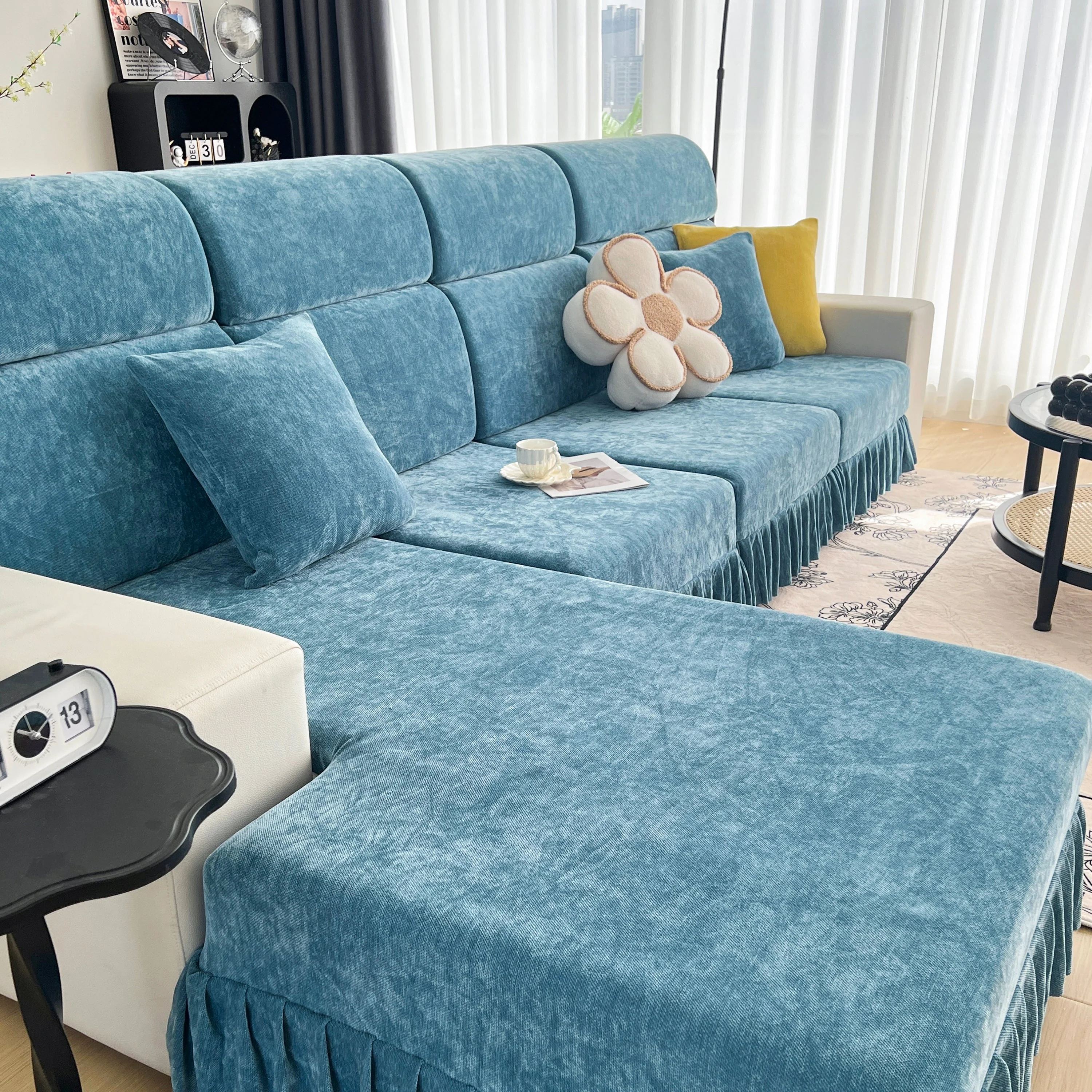 Universal Elastic Skirt Sofa Slipcover, Stretch Sofa Cushion Cover For Bedroom Office Living Room - Image 115