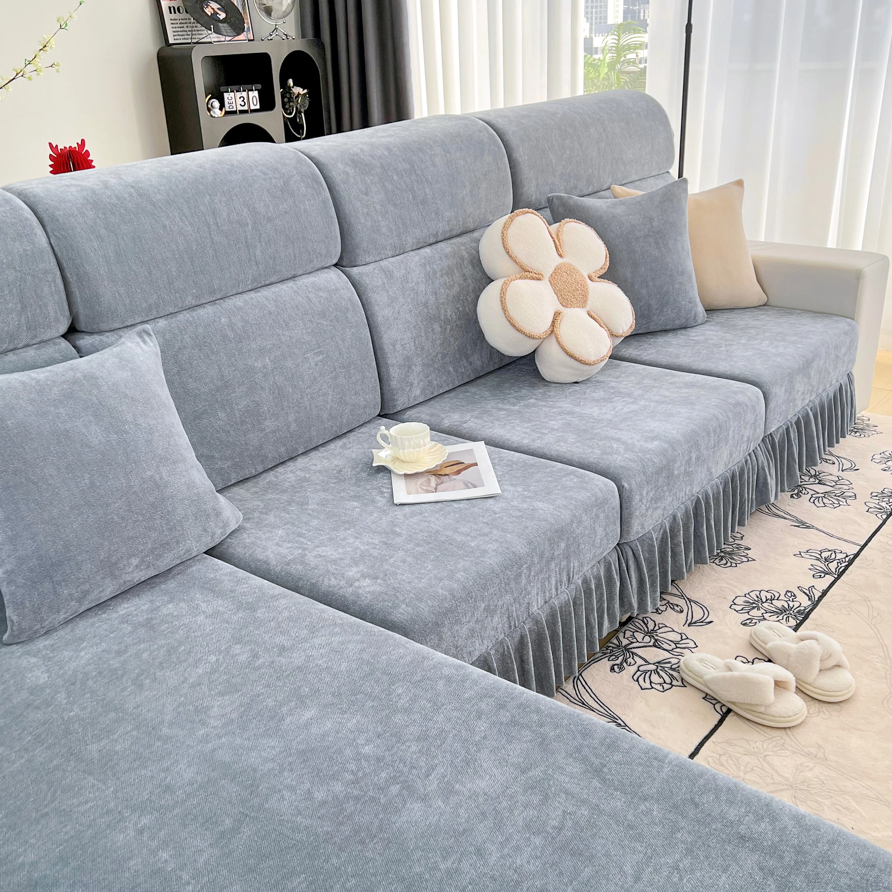 Universal Elastic Skirt Sofa Slipcover, Stretch Sofa Cushion Cover For Bedroom Office Living Room - Image 12