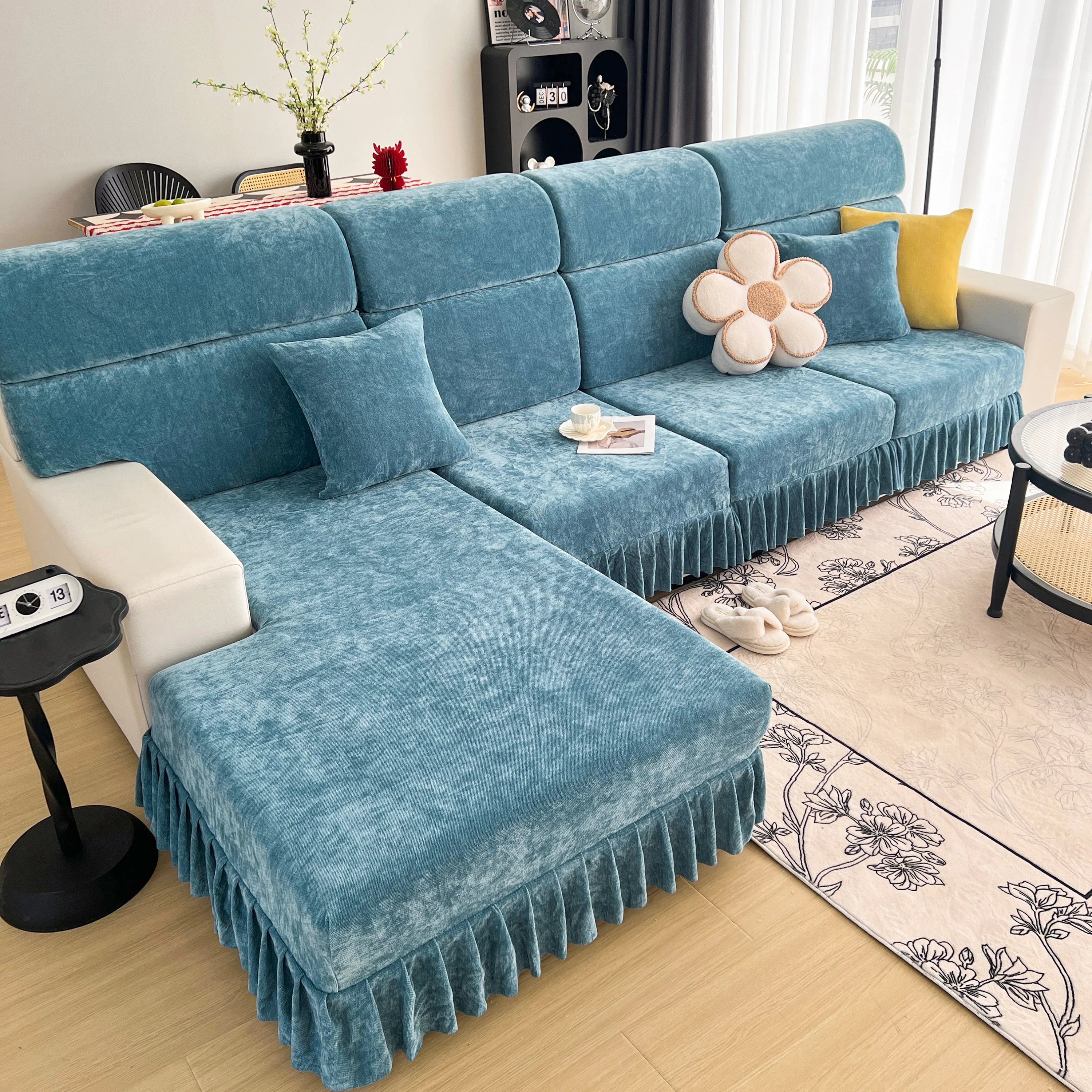 Universal Elastic Skirt Sofa Slipcover, Stretch Sofa Cushion Cover For Bedroom Office Living Room - Image 121