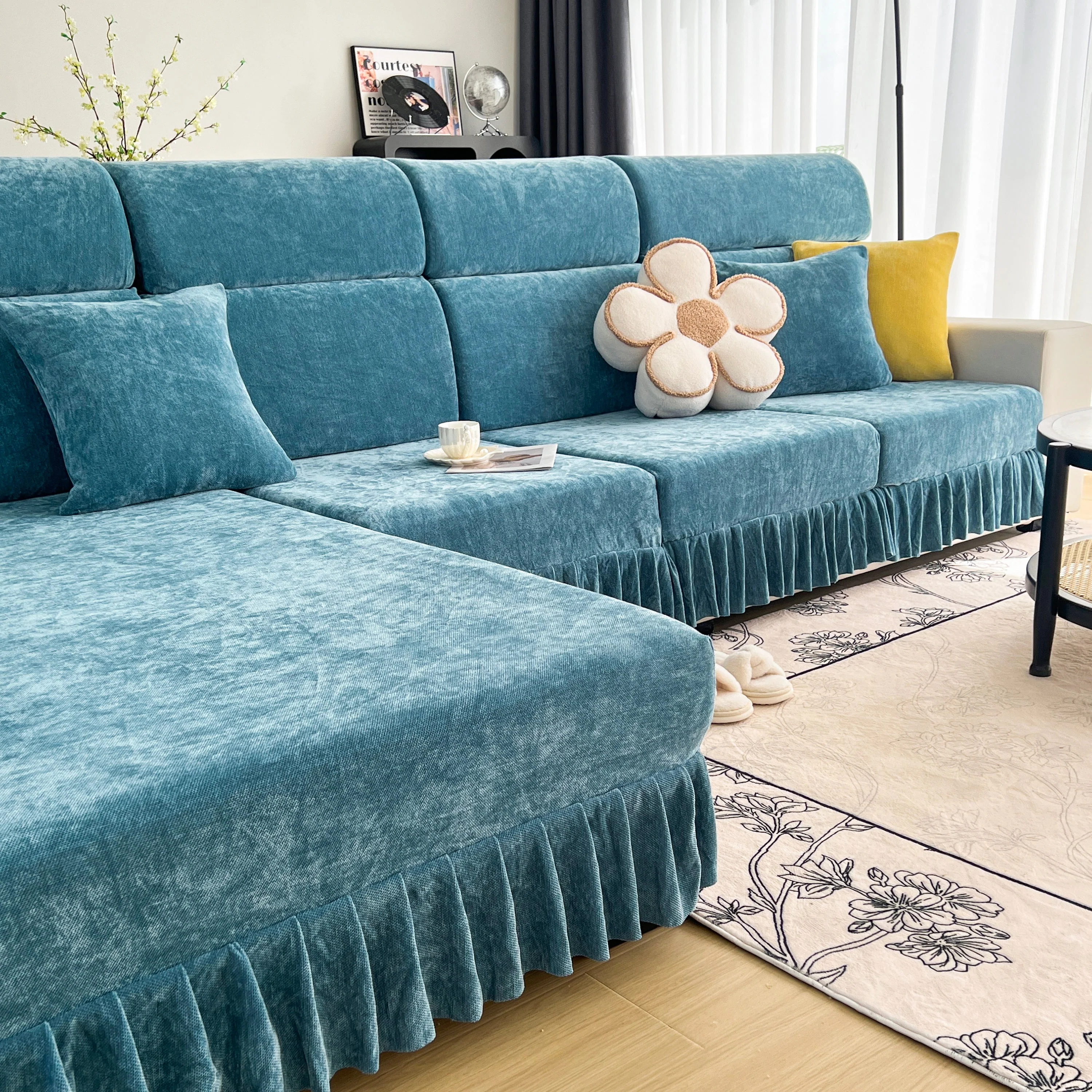 Universal Elastic Skirt Sofa Slipcover, Stretch Sofa Cushion Cover For Bedroom Office Living Room - Image 123