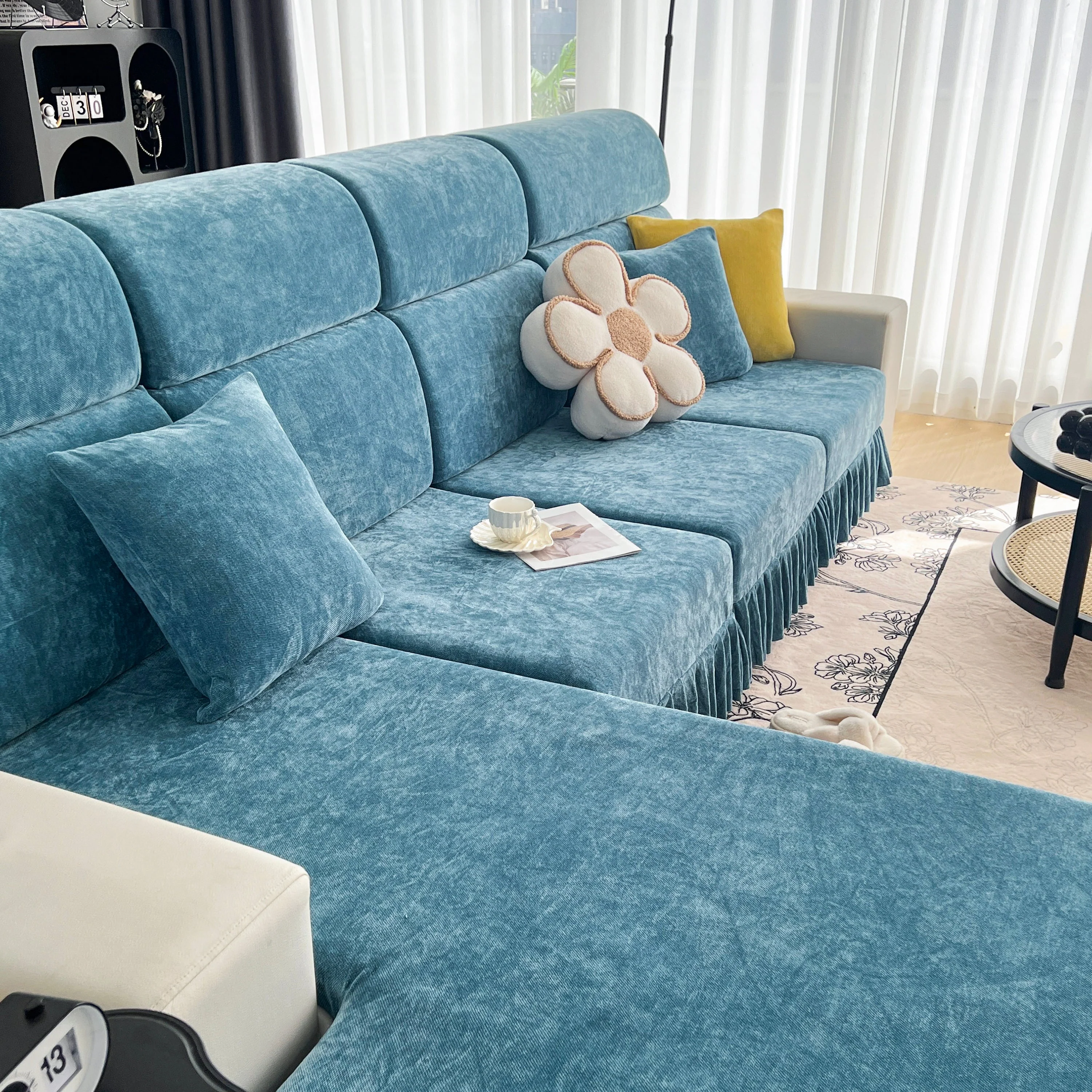 Universal Elastic Skirt Sofa Slipcover, Stretch Sofa Cushion Cover For Bedroom Office Living Room - Image 124
