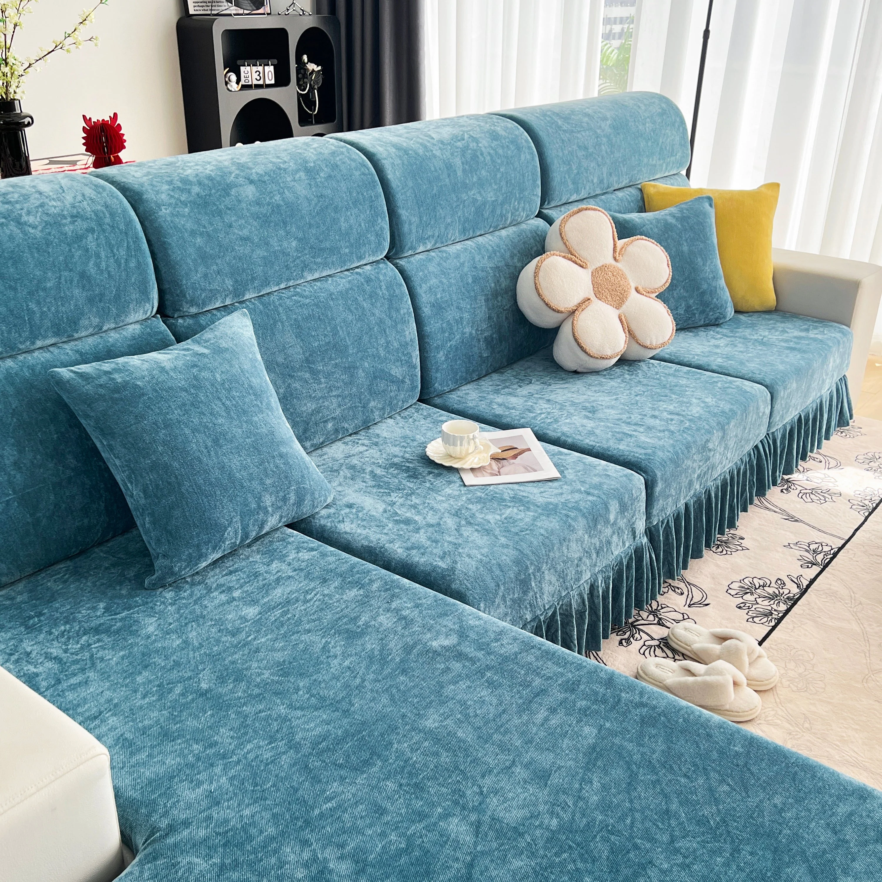 Universal Elastic Skirt Sofa Slipcover, Stretch Sofa Cushion Cover For Bedroom Office Living Room - Image 127
