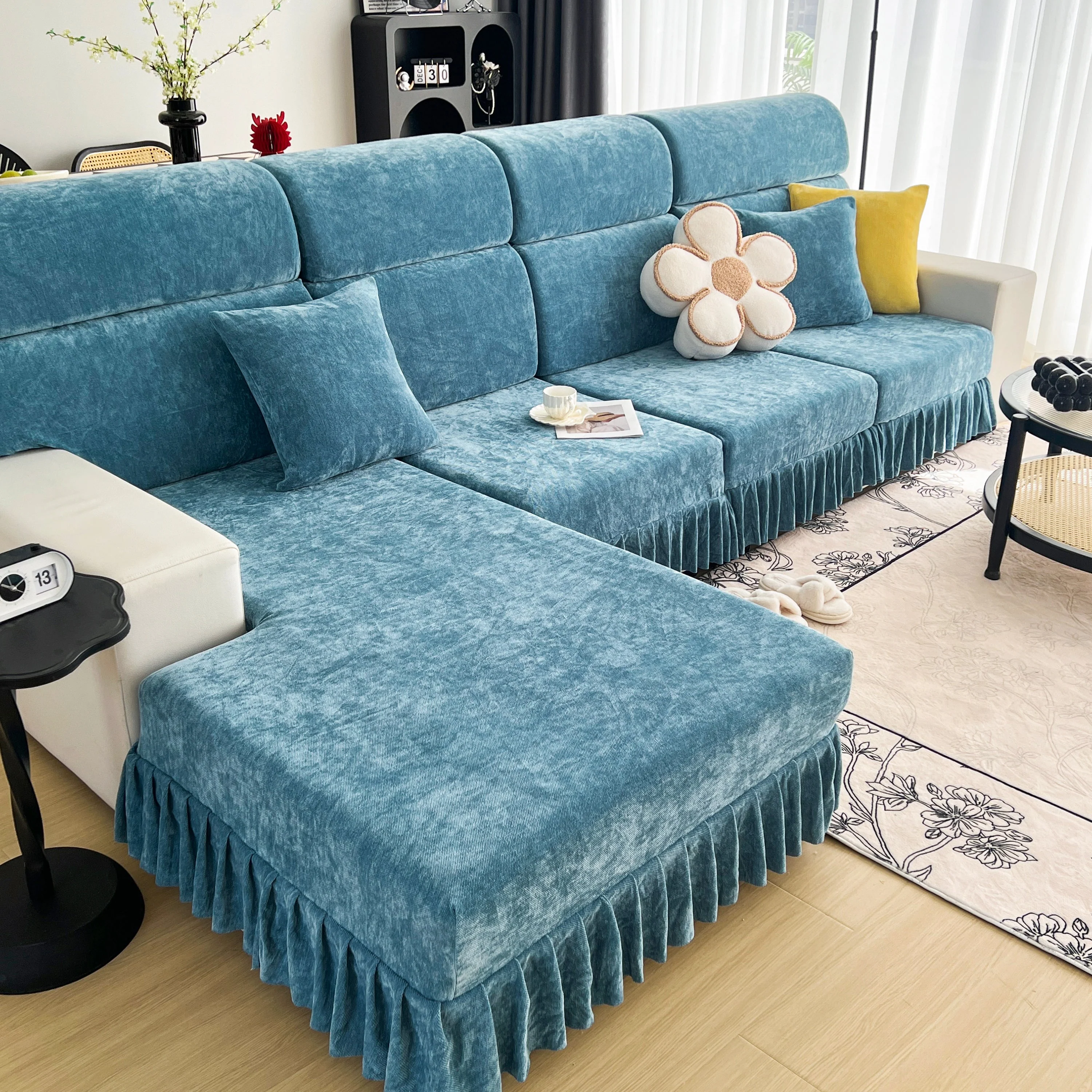 Universal Elastic Skirt Sofa Slipcover, Stretch Sofa Cushion Cover For Bedroom Office Living Room - Image 129