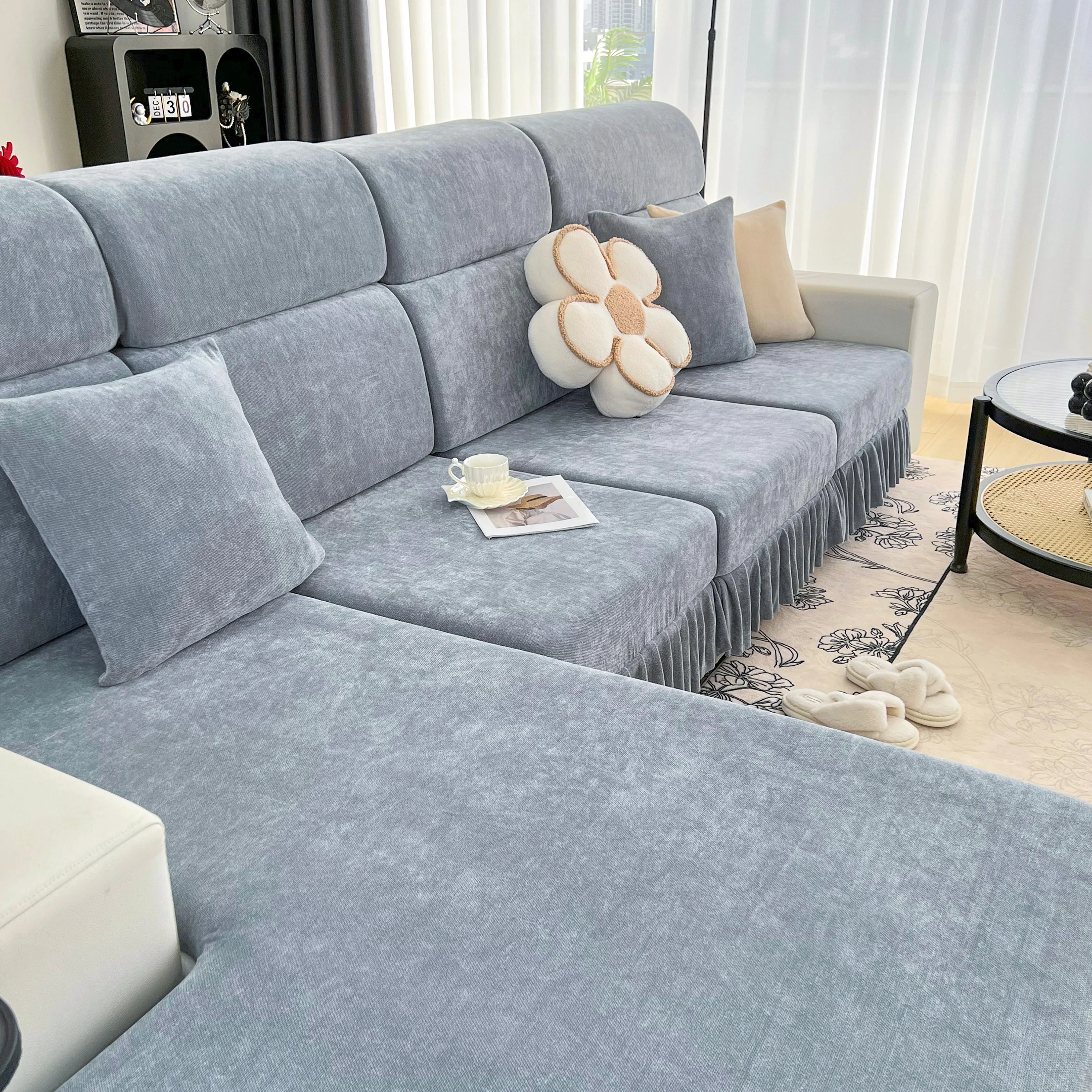 Universal Elastic Skirt Sofa Slipcover, Stretch Sofa Cushion Cover For Bedroom Office Living Room - Image 13
