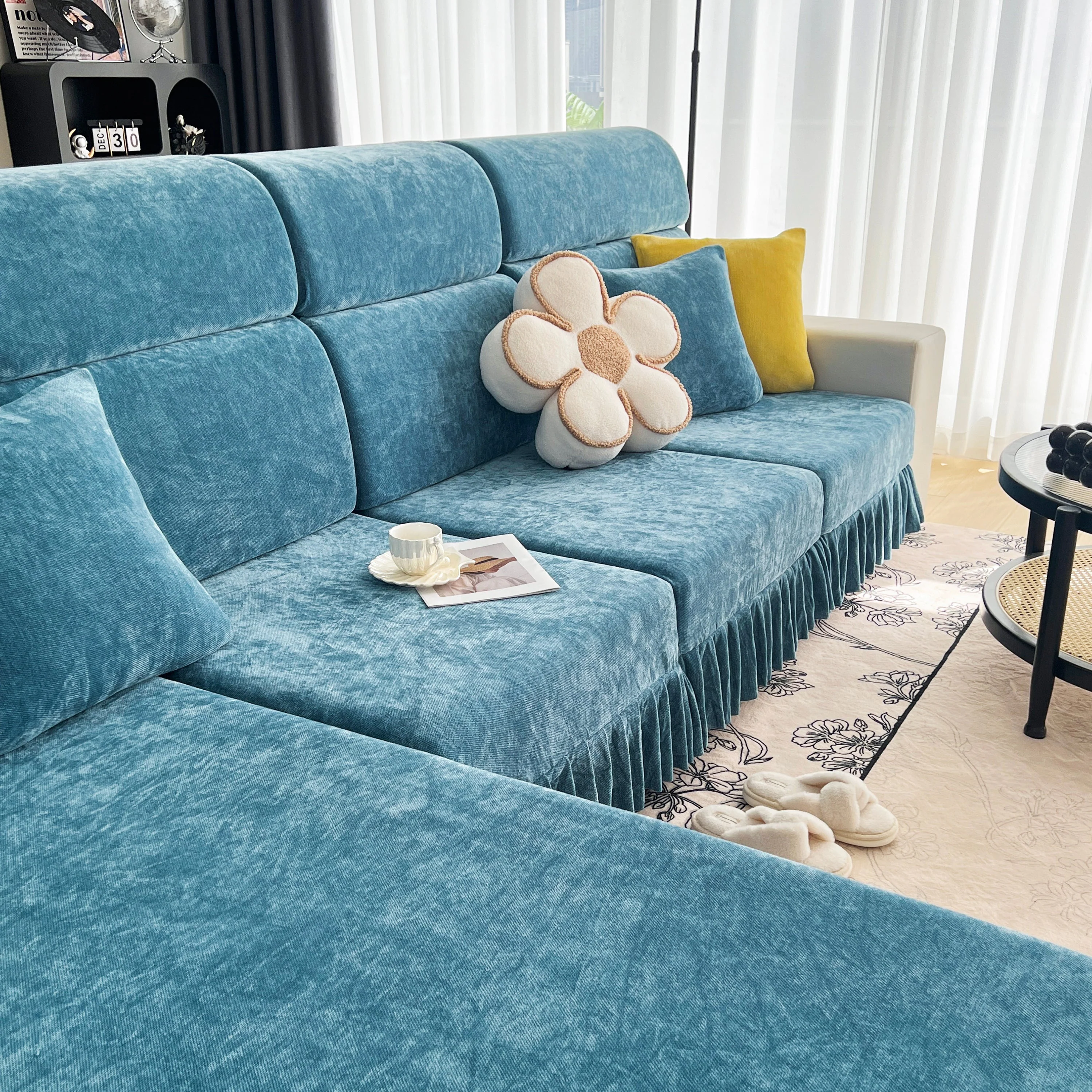 Universal Elastic Skirt Sofa Slipcover, Stretch Sofa Cushion Cover For Bedroom Office Living Room - Image 130