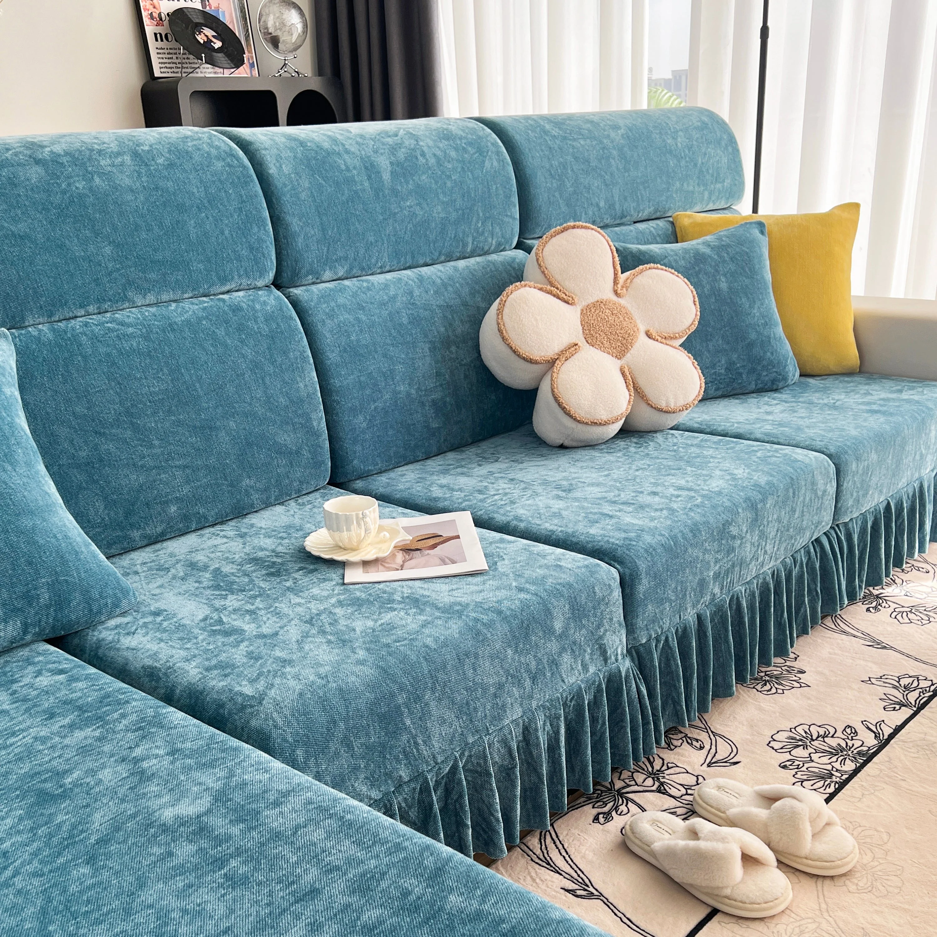 Universal Elastic Skirt Sofa Slipcover, Stretch Sofa Cushion Cover For Bedroom Office Living Room - Image 131