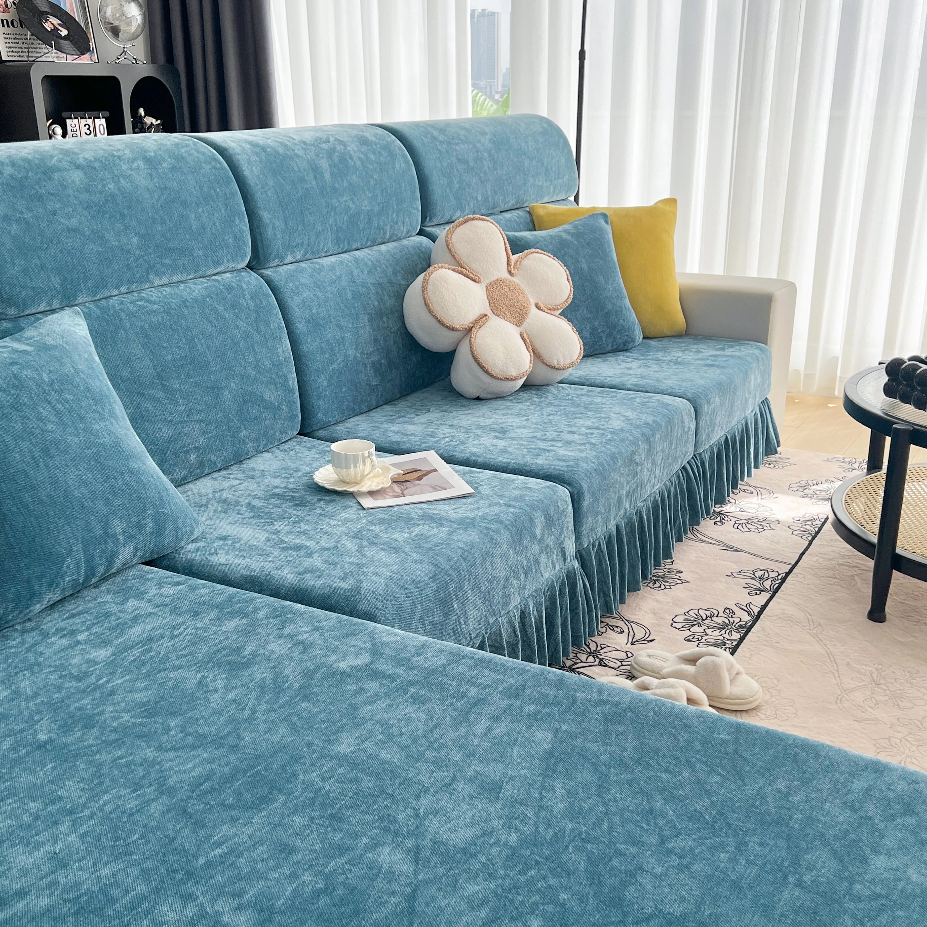 Universal Elastic Skirt Sofa Slipcover, Stretch Sofa Cushion Cover For Bedroom Office Living Room - Image 134
