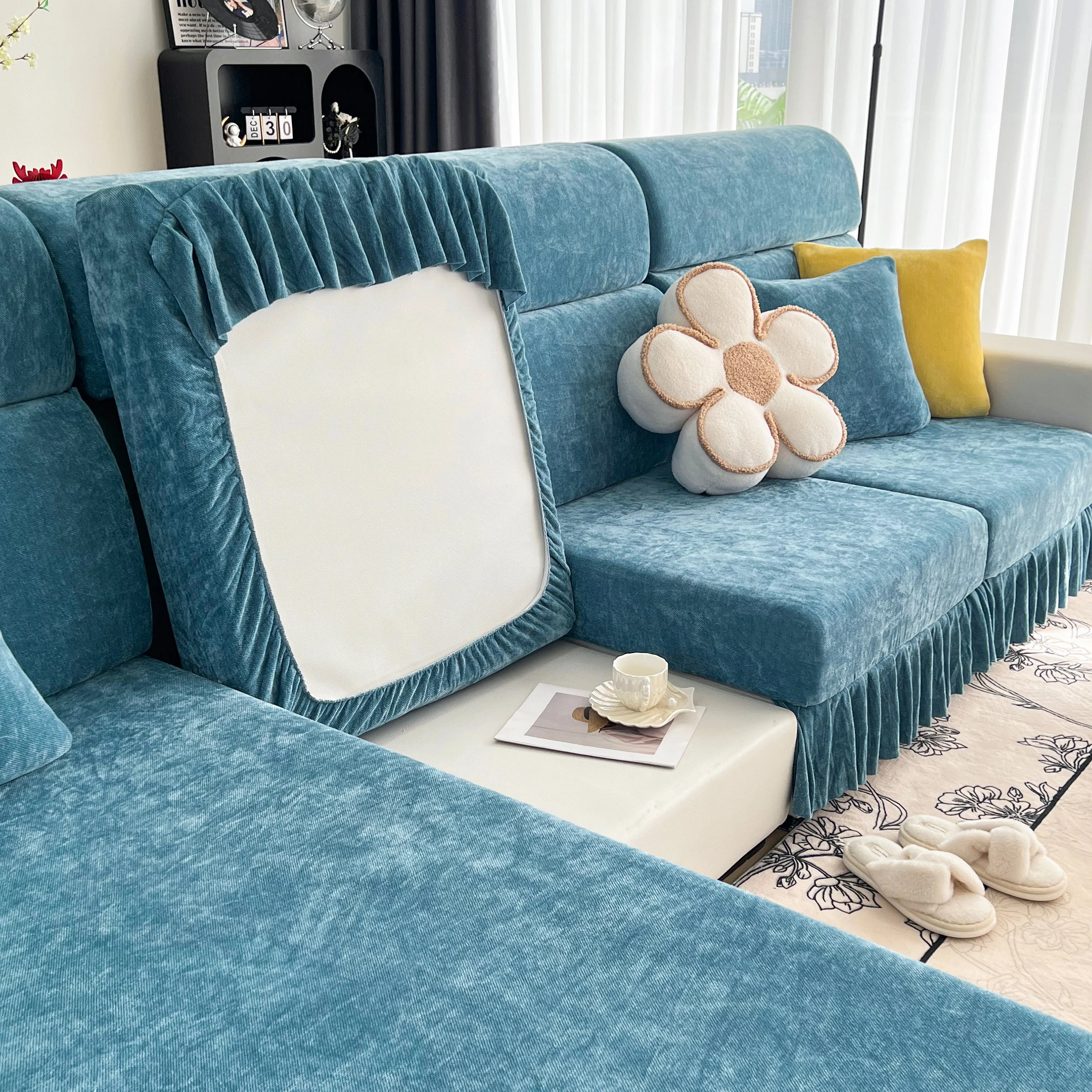Universal Elastic Skirt Sofa Slipcover, Stretch Sofa Cushion Cover For Bedroom Office Living Room - Image 136