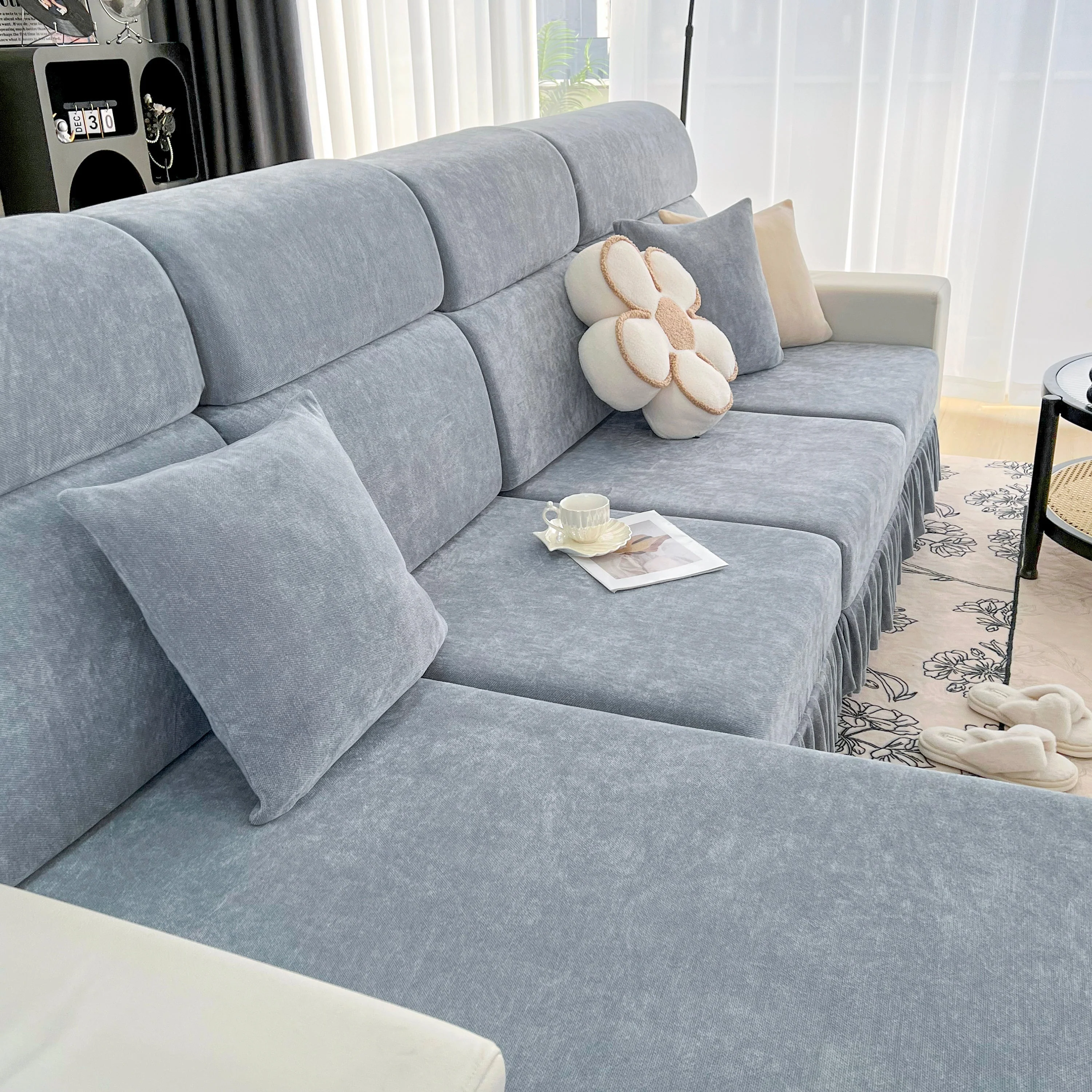 Universal Elastic Skirt Sofa Slipcover, Stretch Sofa Cushion Cover For Bedroom Office Living Room - Image 14