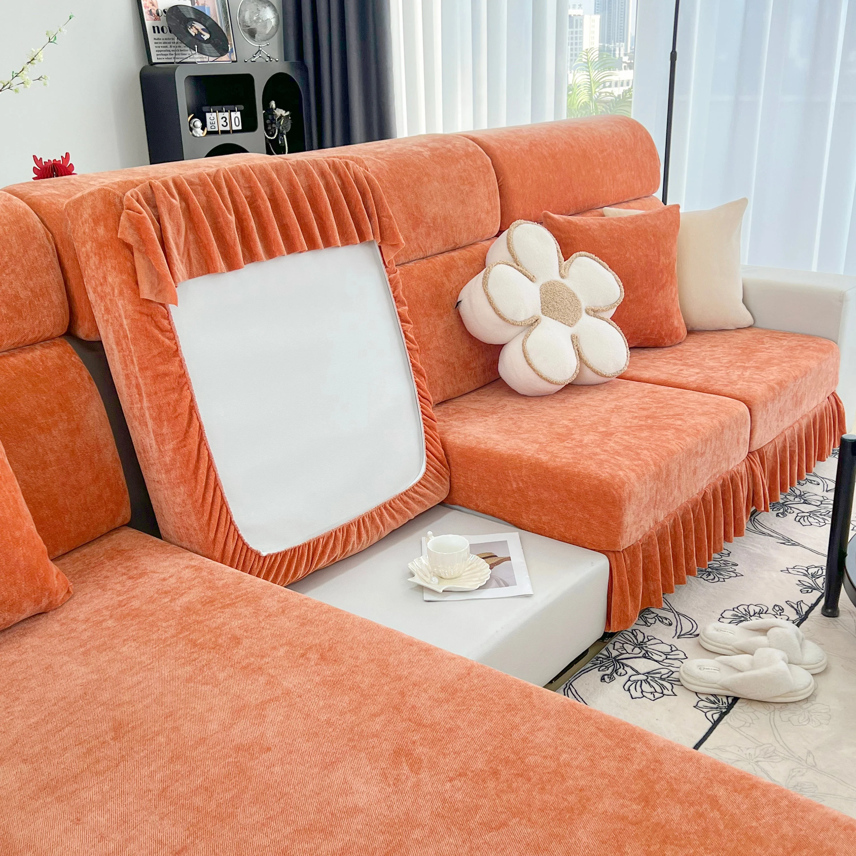 Universal Elastic Skirt Sofa Slipcover, Stretch Sofa Cushion Cover For Bedroom Office Living Room - Image 143