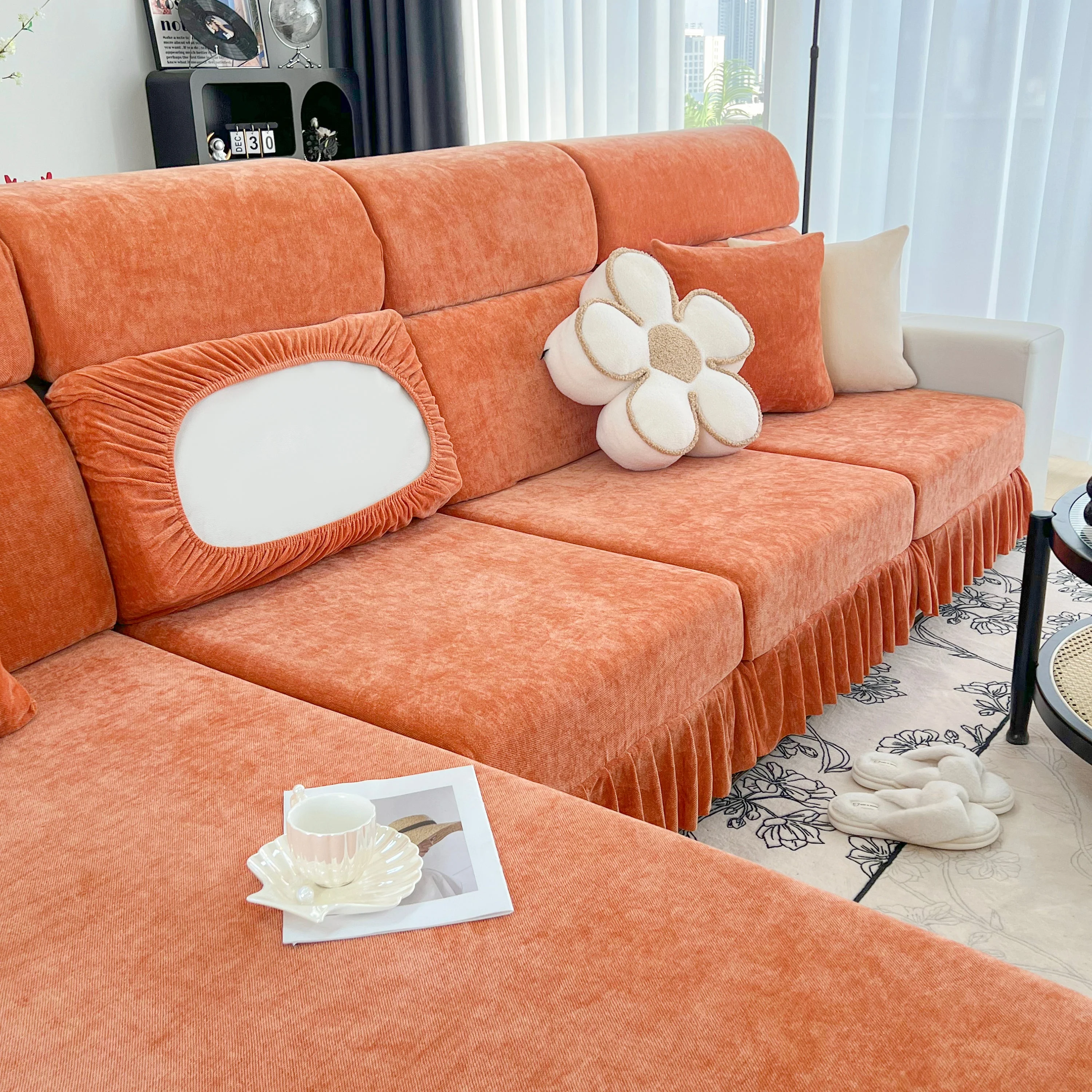 Universal Elastic Skirt Sofa Slipcover, Stretch Sofa Cushion Cover For Bedroom Office Living Room - Image 144