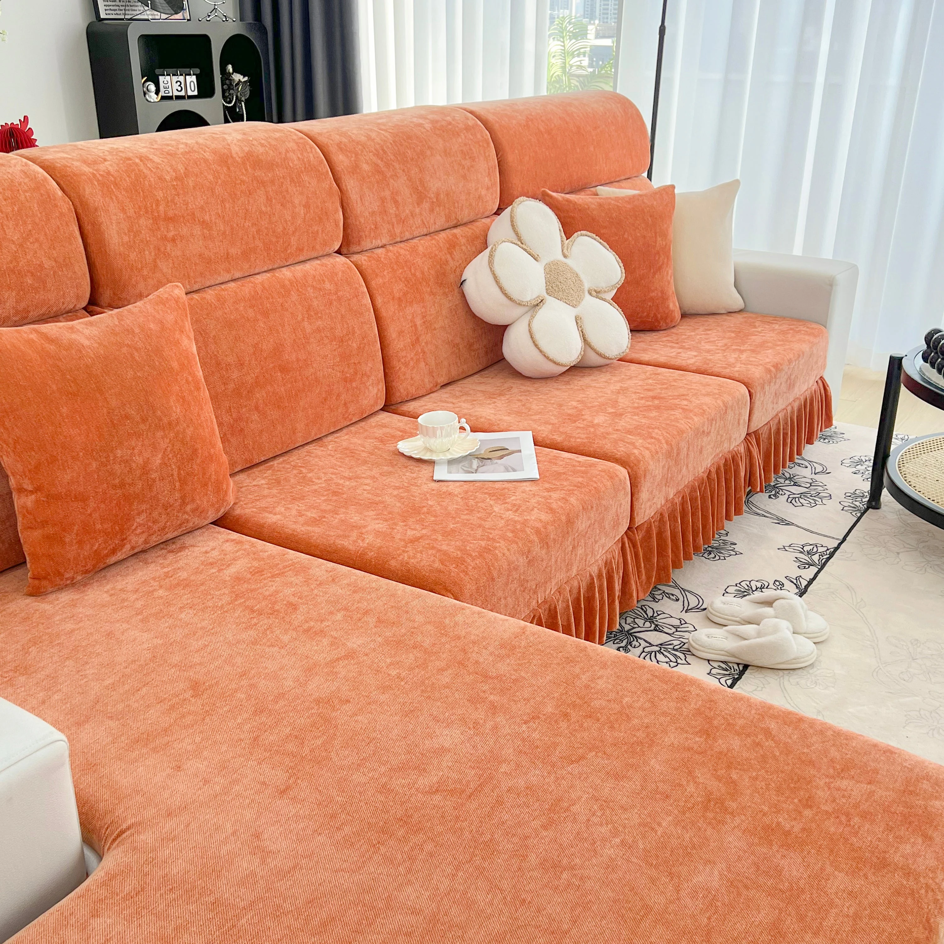Universal Elastic Skirt Sofa Slipcover, Stretch Sofa Cushion Cover For Bedroom Office Living Room - Image 146