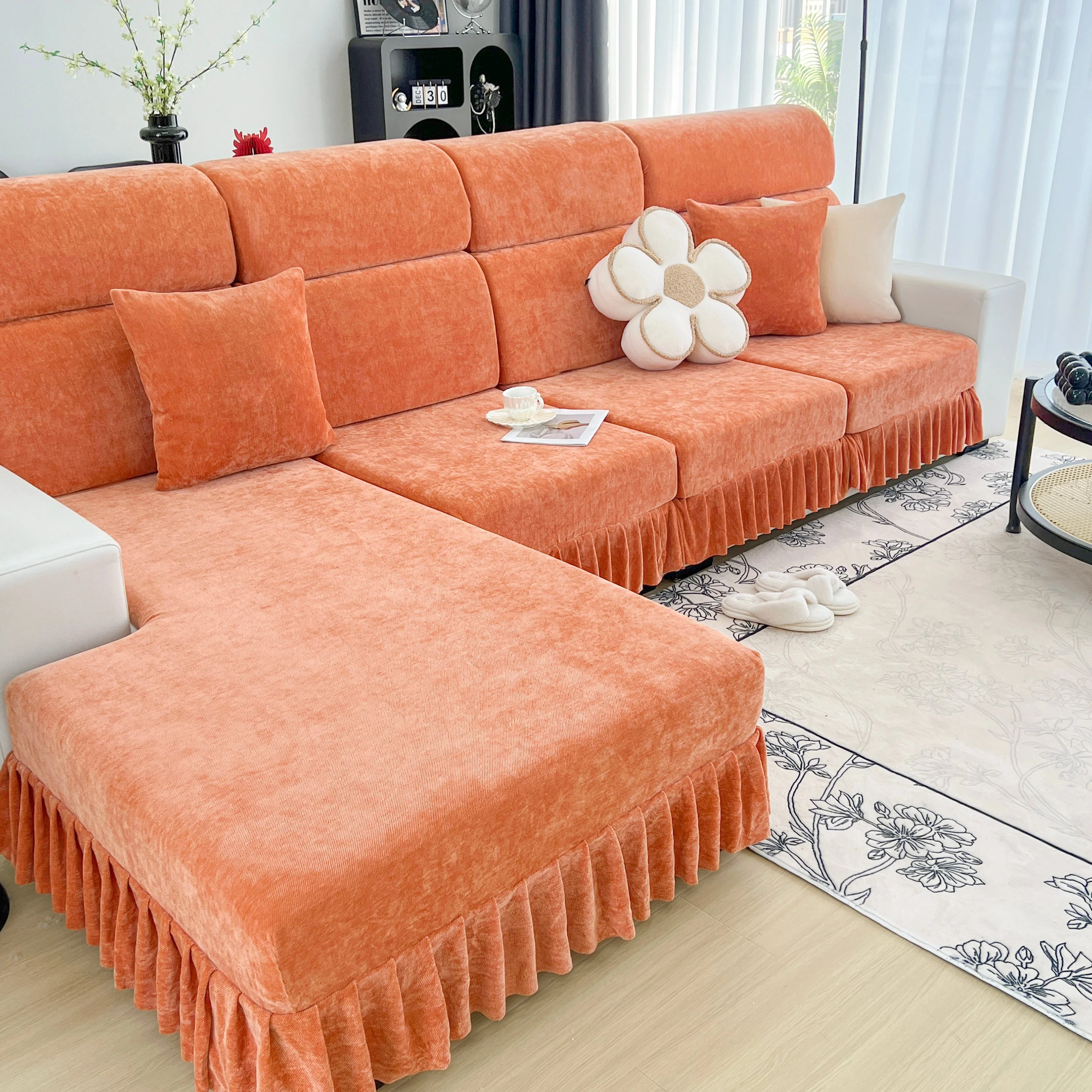 Universal Elastic Skirt Sofa Slipcover, Stretch Sofa Cushion Cover For Bedroom Office Living Room - Image 147