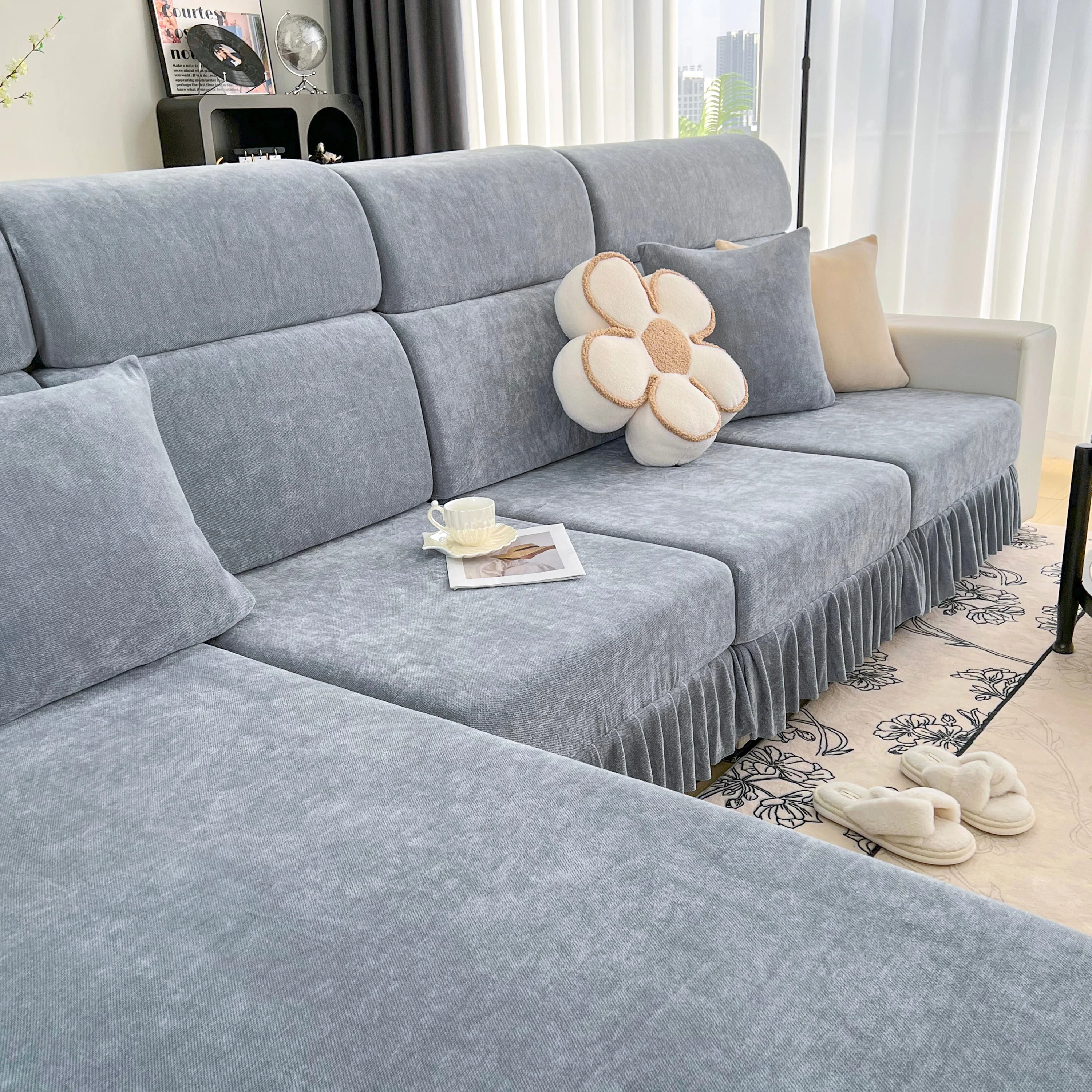 Universal Elastic Skirt Sofa Slipcover, Stretch Sofa Cushion Cover For Bedroom Office Living Room - Image 15