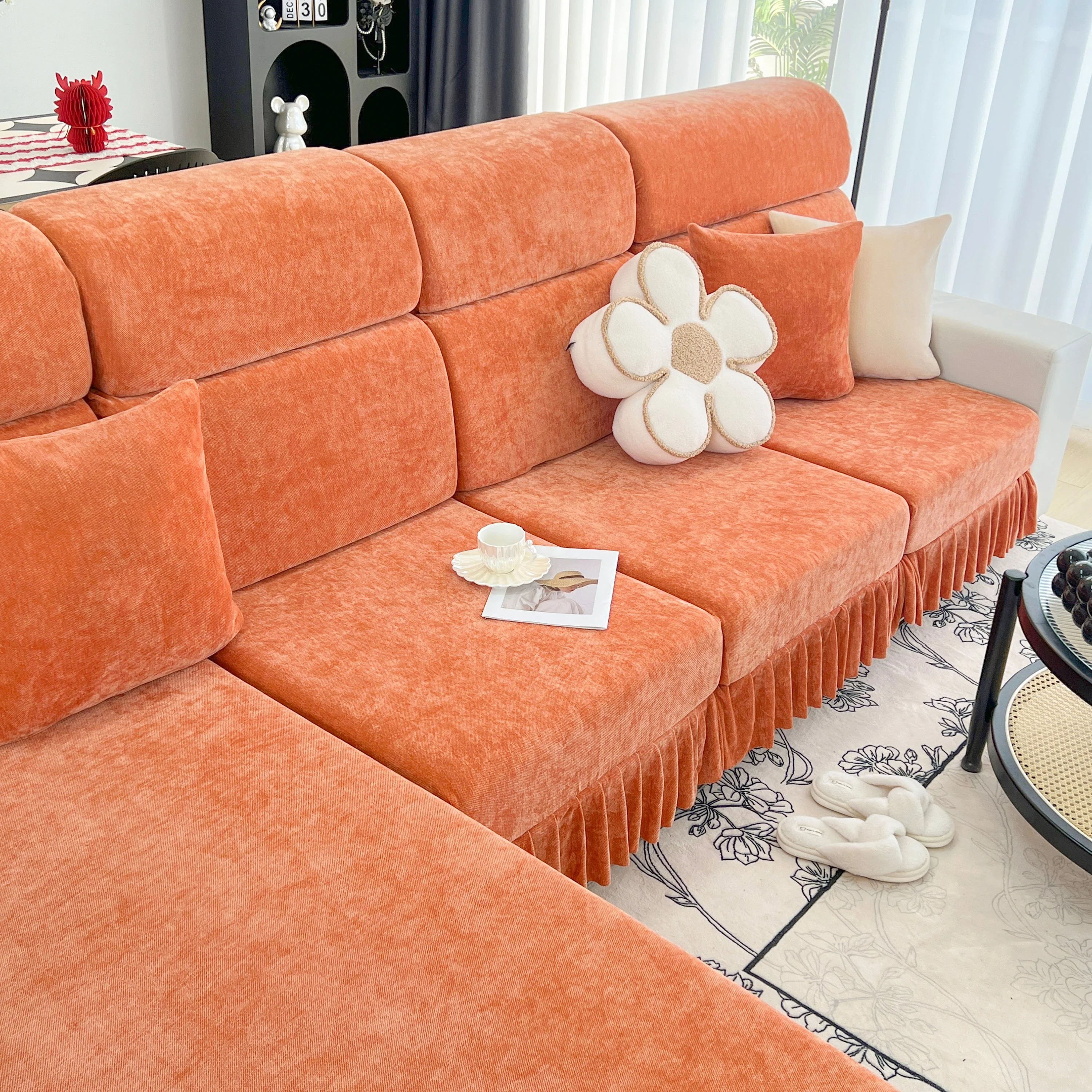 Universal Elastic Skirt Sofa Slipcover, Stretch Sofa Cushion Cover For Bedroom Office Living Room - Image 150