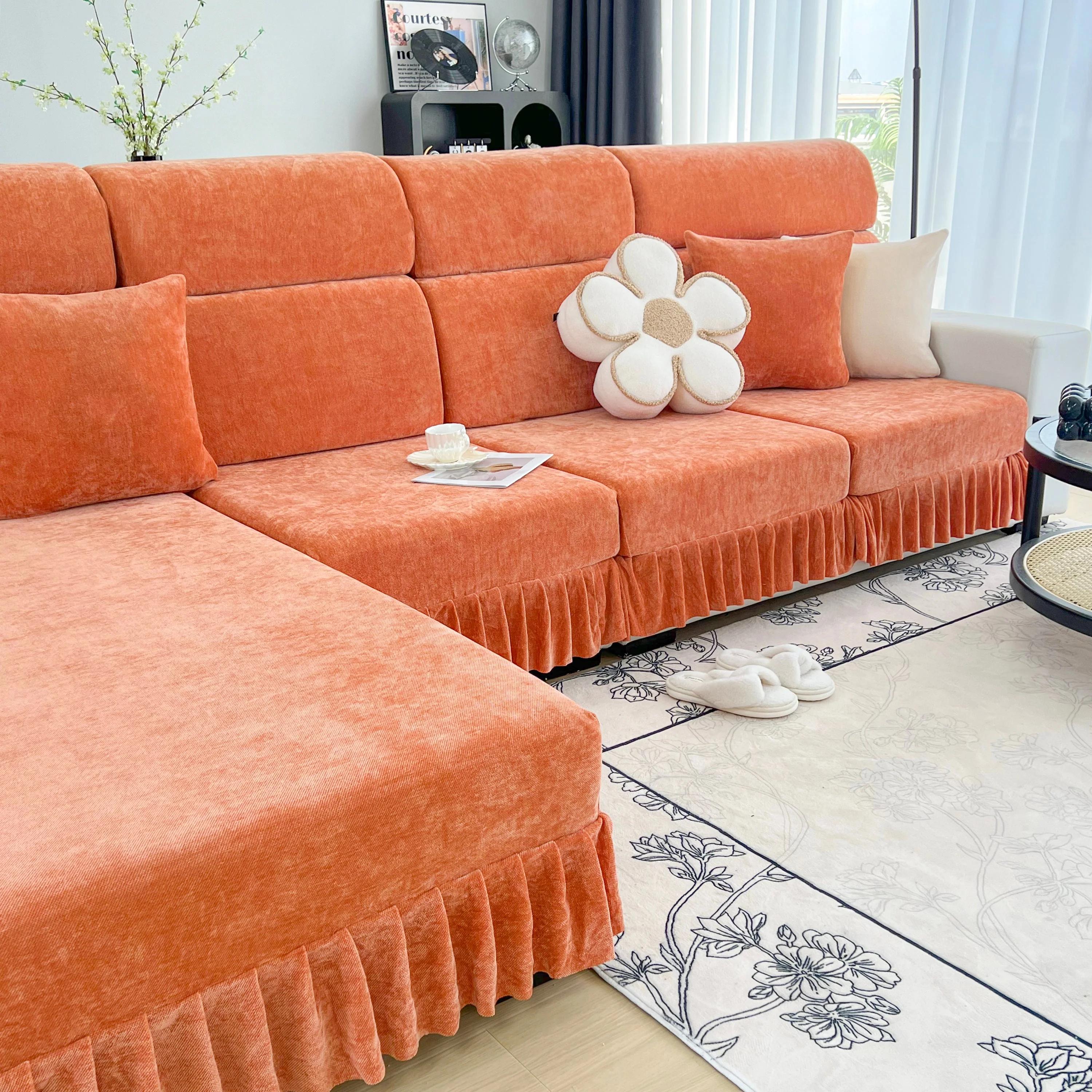 Universal Elastic Skirt Sofa Slipcover, Stretch Sofa Cushion Cover For Bedroom Office Living Room - Image 153