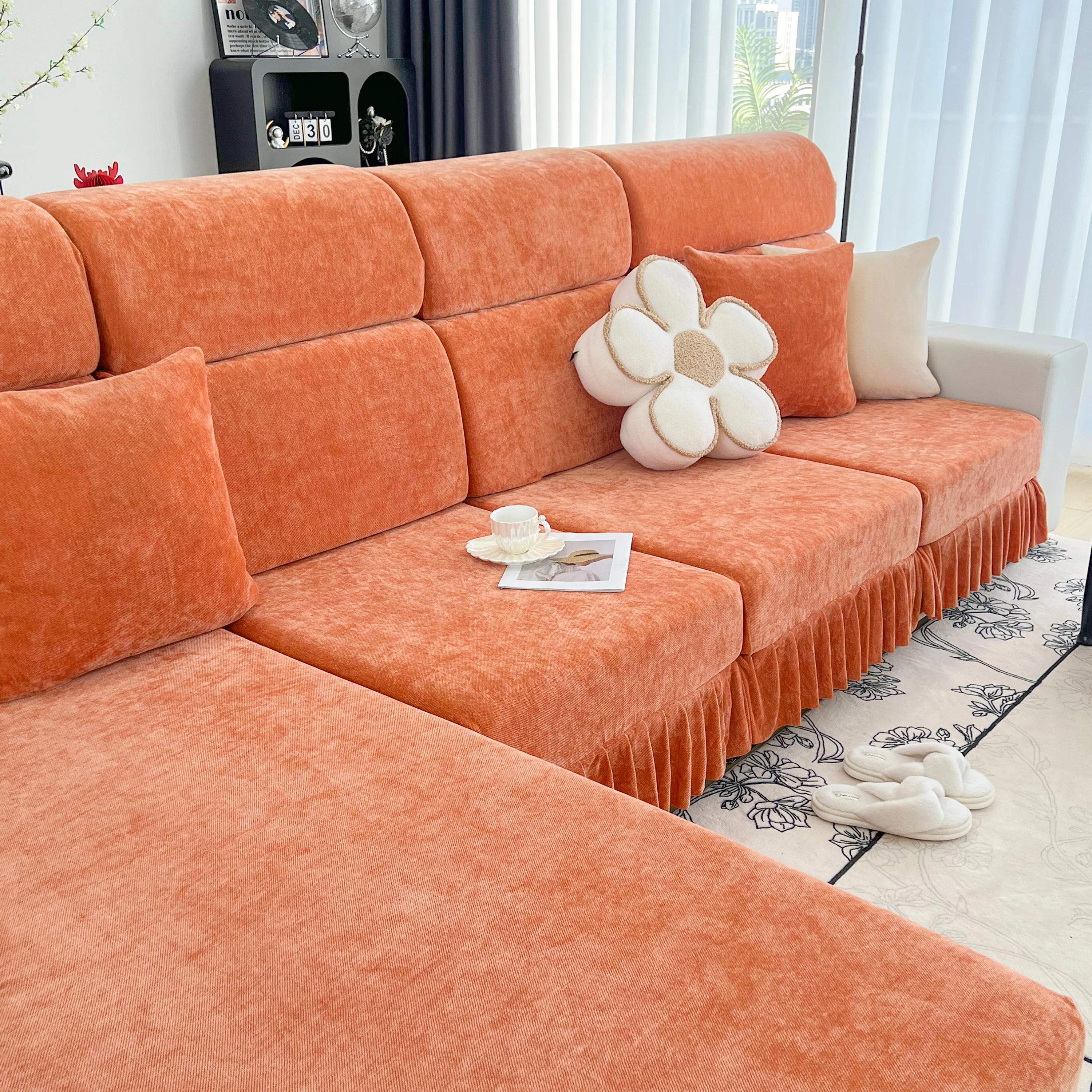 Universal Elastic Skirt Sofa Slipcover, Stretch Sofa Cushion Cover For Bedroom Office Living Room - Image 154
