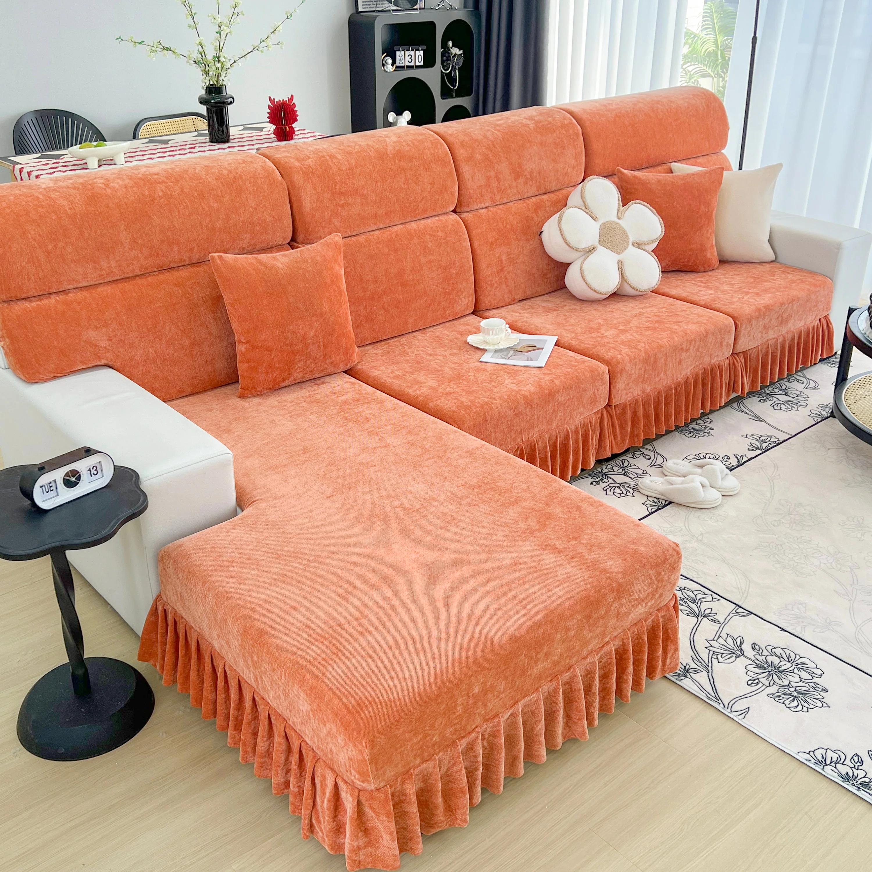 Universal Elastic Skirt Sofa Slipcover, Stretch Sofa Cushion Cover For Bedroom Office Living Room - Image 155