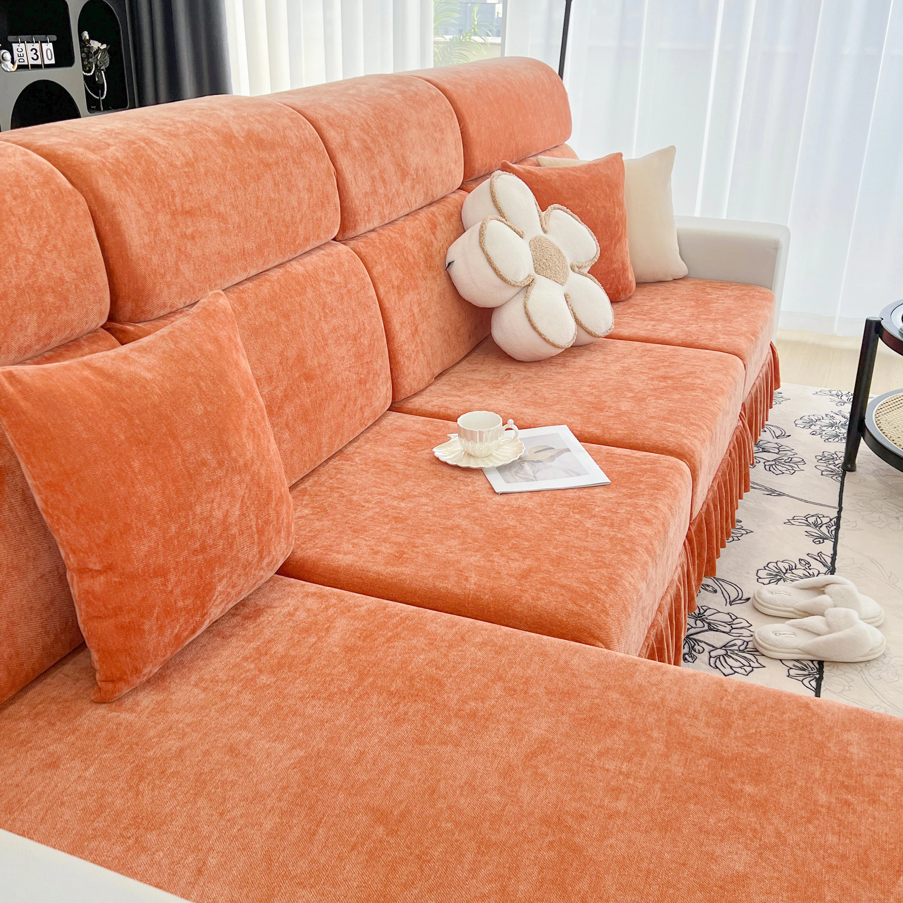 Universal Elastic Skirt Sofa Slipcover, Stretch Sofa Cushion Cover For Bedroom Office Living Room - Image 156