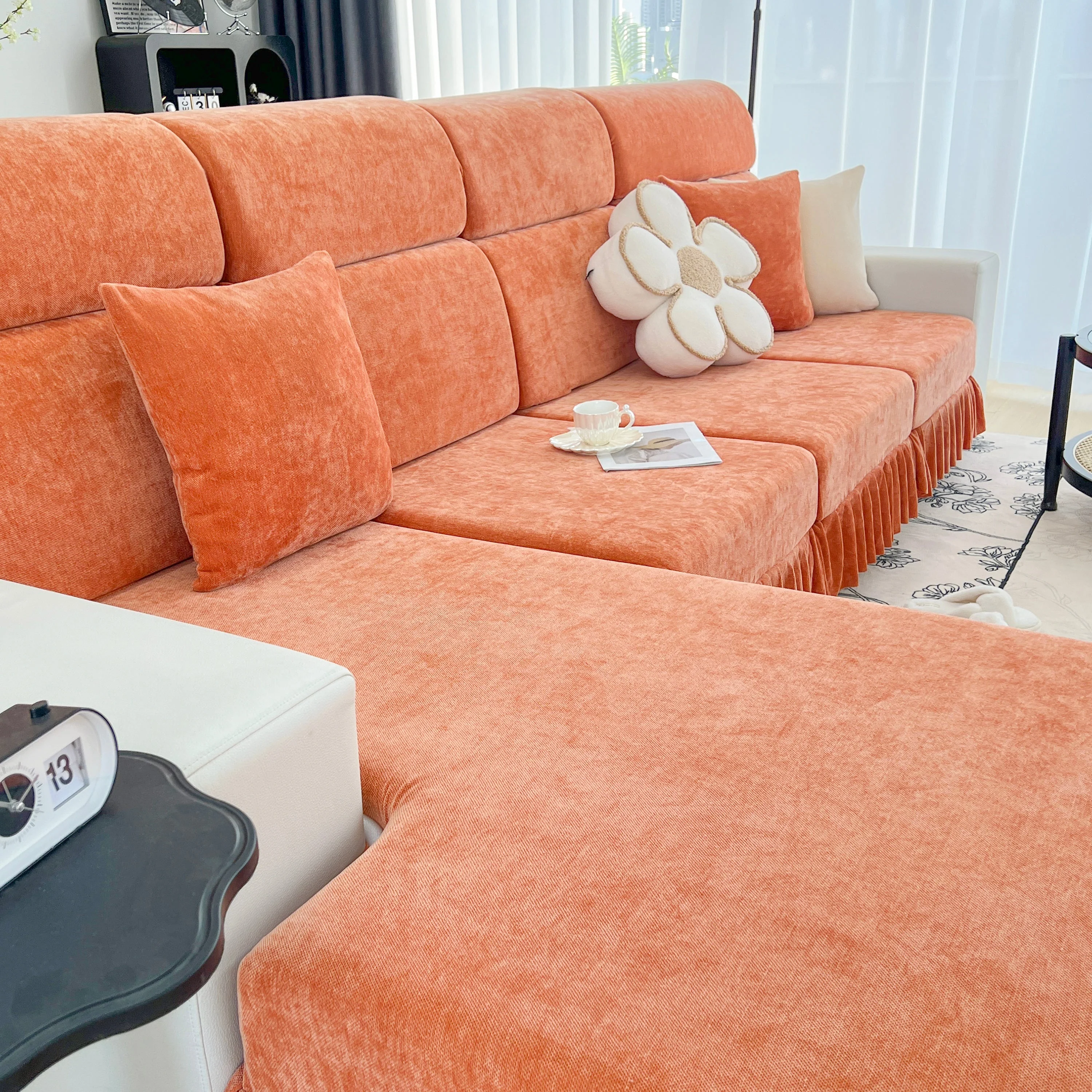 Universal Elastic Skirt Sofa Slipcover, Stretch Sofa Cushion Cover For Bedroom Office Living Room - Image 157
