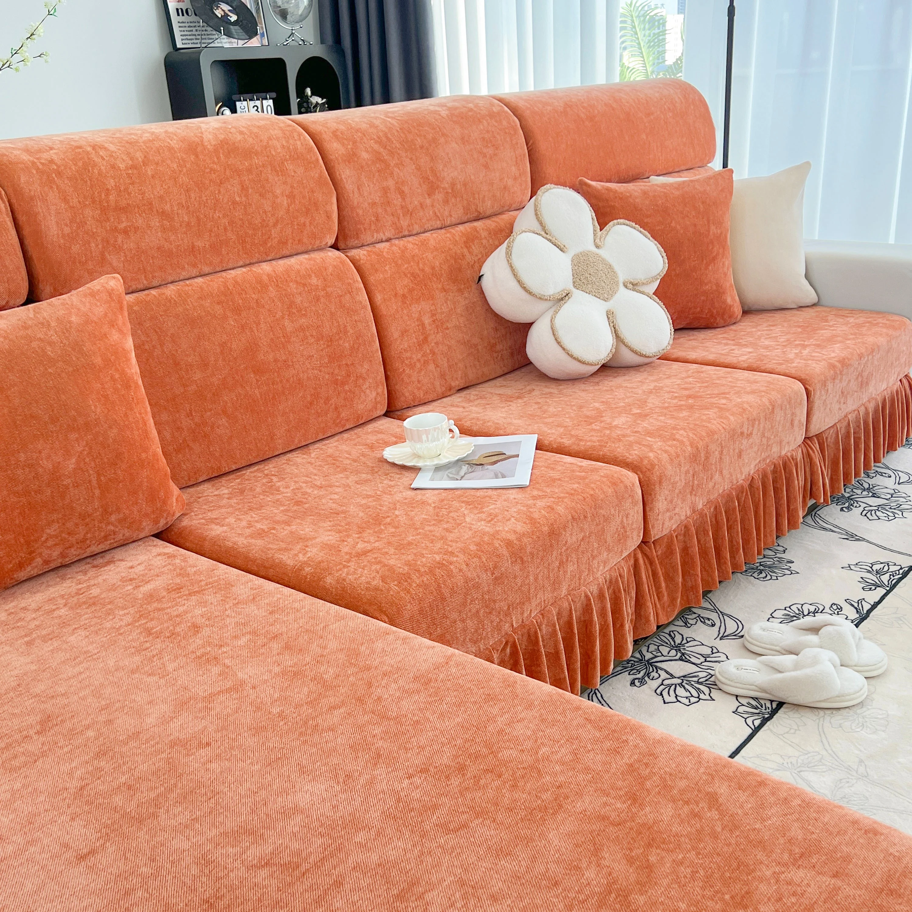 Universal Elastic Skirt Sofa Slipcover, Stretch Sofa Cushion Cover For Bedroom Office Living Room - Image 158