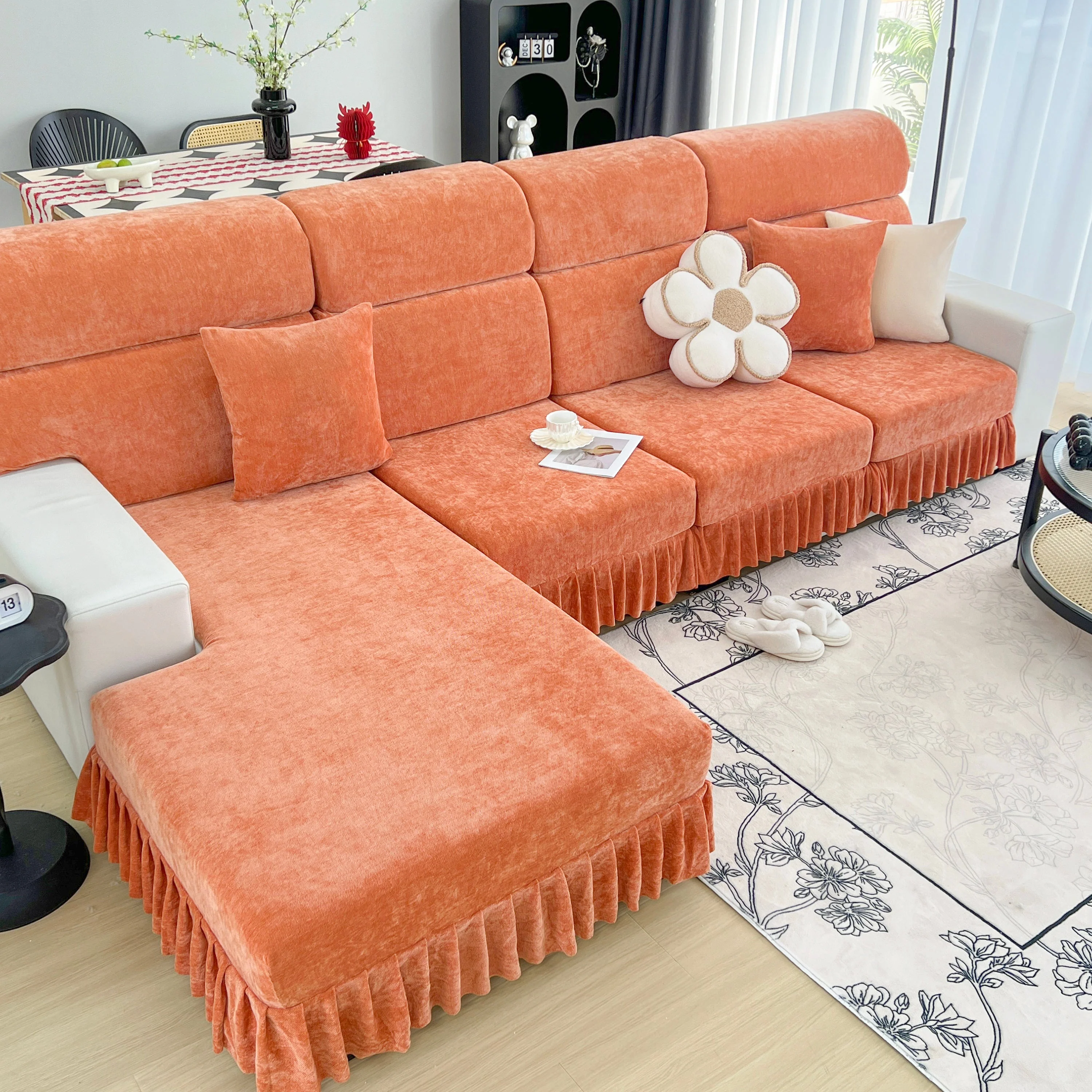 Universal Elastic Skirt Sofa Slipcover, Stretch Sofa Cushion Cover For Bedroom Office Living Room - Image 159