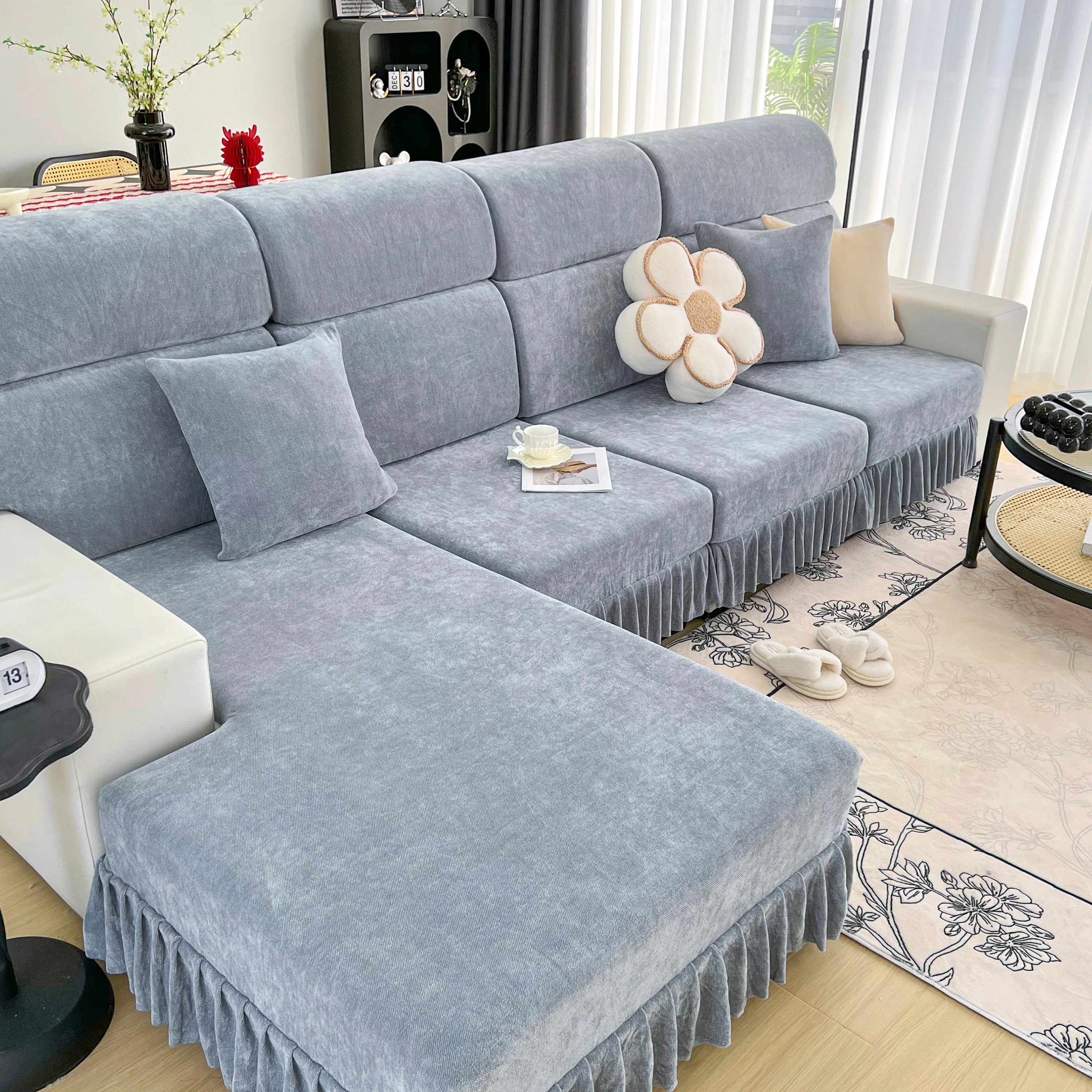 Universal Elastic Skirt Sofa Slipcover, Stretch Sofa Cushion Cover For Bedroom Office Living Room - Image 16