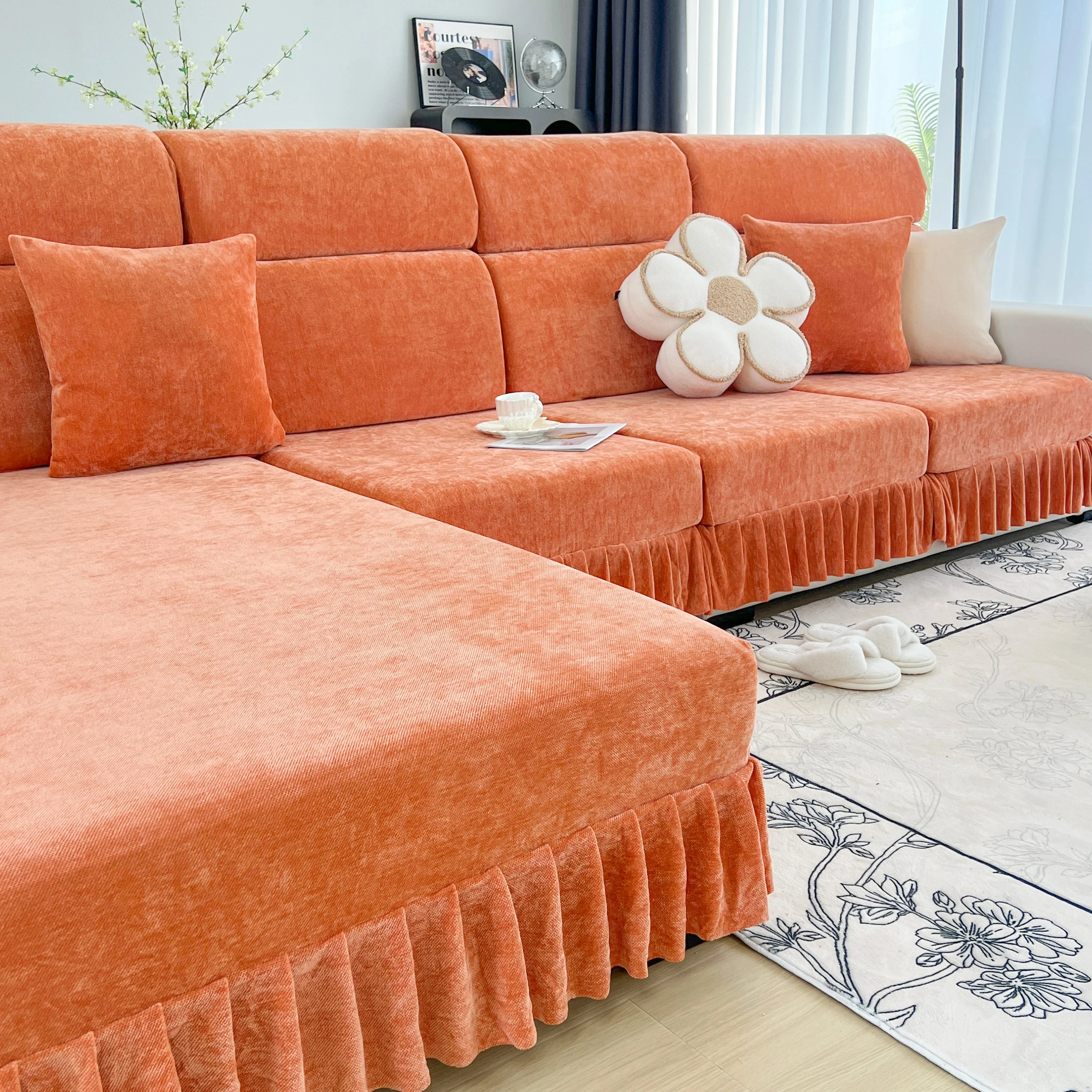 Universal Elastic Skirt Sofa Slipcover, Stretch Sofa Cushion Cover For Bedroom Office Living Room - Image 161