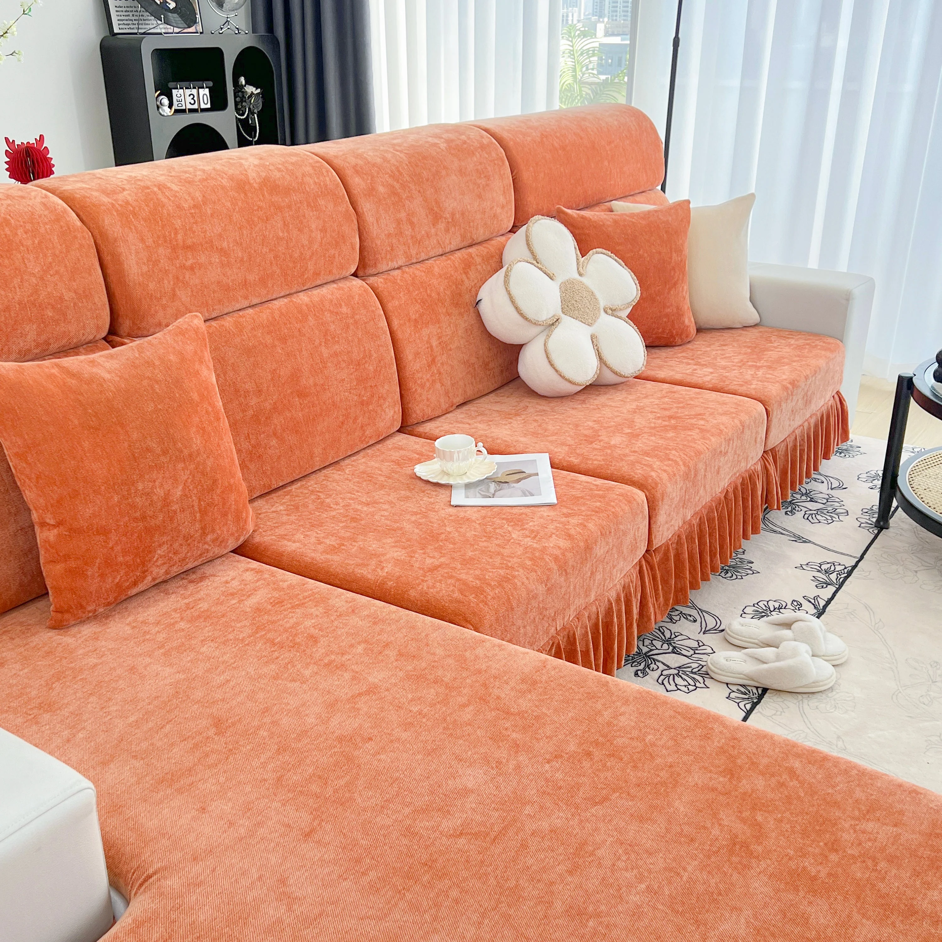 Universal Elastic Skirt Sofa Slipcover, Stretch Sofa Cushion Cover For Bedroom Office Living Room - Image 162