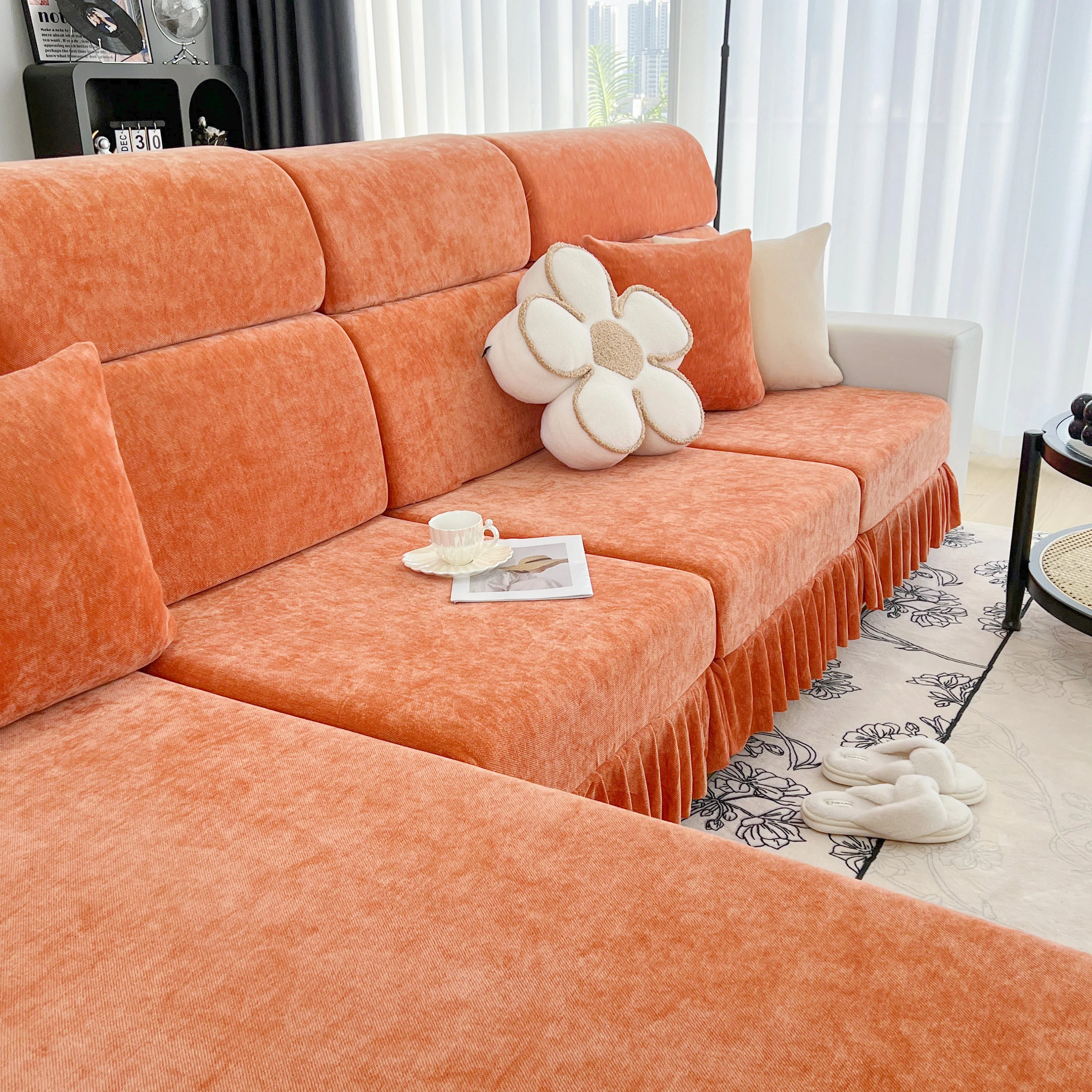 Universal Elastic Skirt Sofa Slipcover, Stretch Sofa Cushion Cover For Bedroom Office Living Room - Image 163