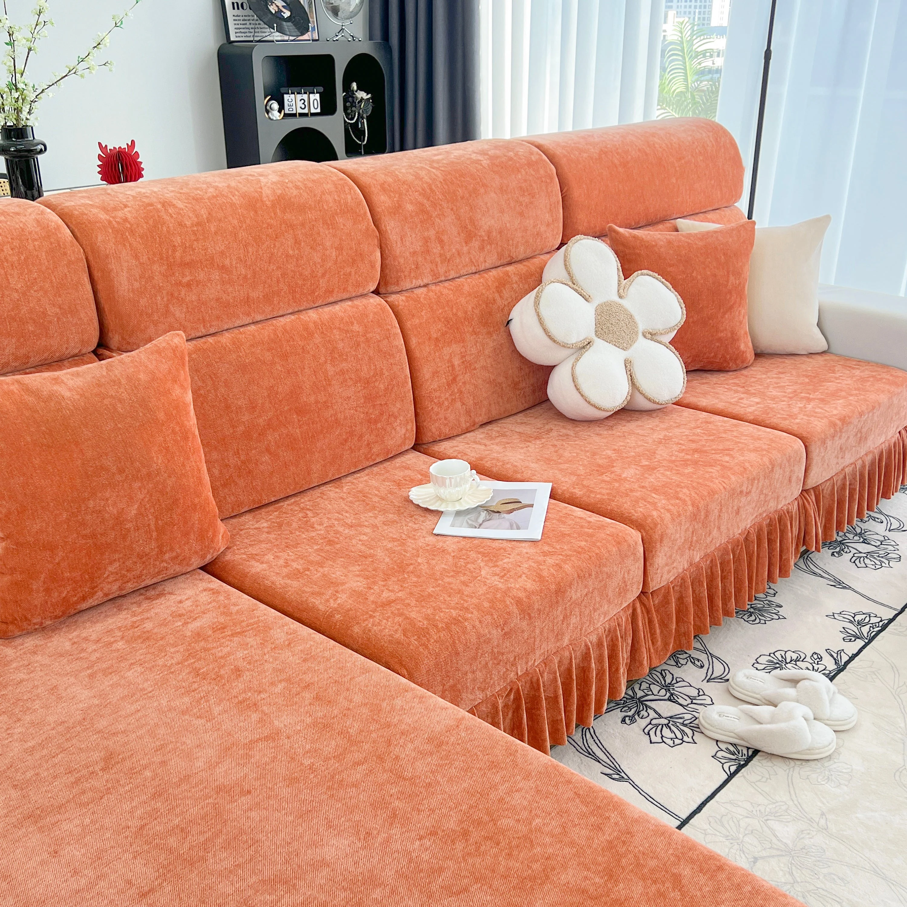 Universal Elastic Skirt Sofa Slipcover, Stretch Sofa Cushion Cover For Bedroom Office Living Room - Image 164