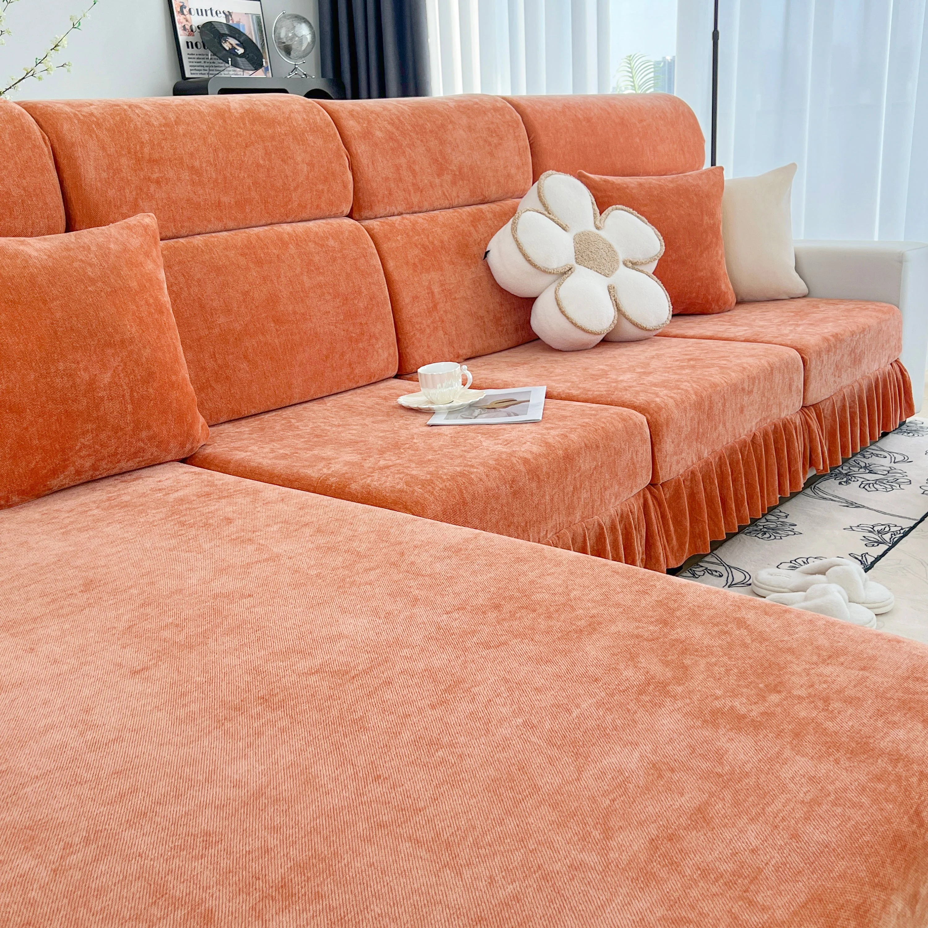 Universal Elastic Skirt Sofa Slipcover, Stretch Sofa Cushion Cover For Bedroom Office Living Room - Image 166