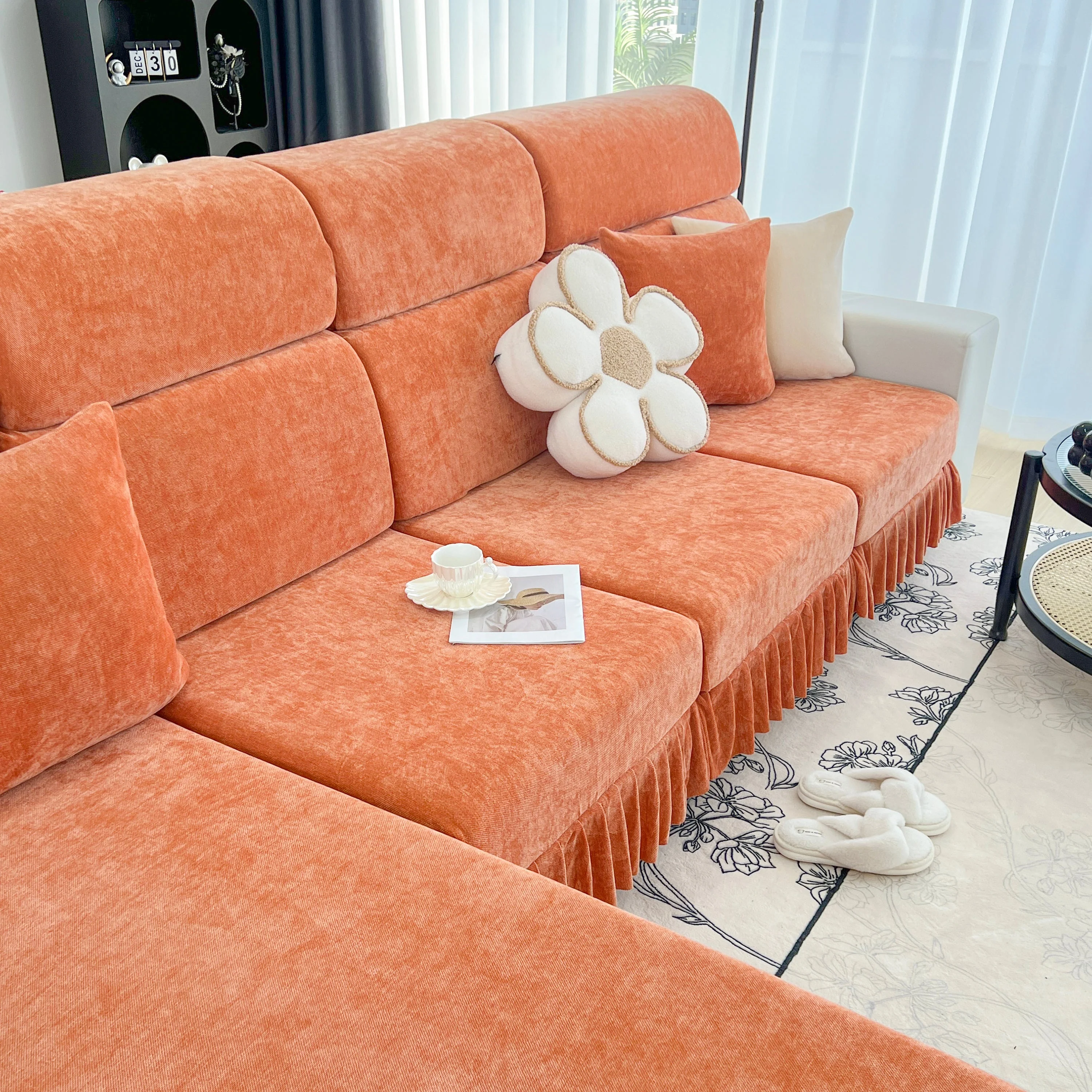 Universal Elastic Skirt Sofa Slipcover, Stretch Sofa Cushion Cover For Bedroom Office Living Room - Image 167