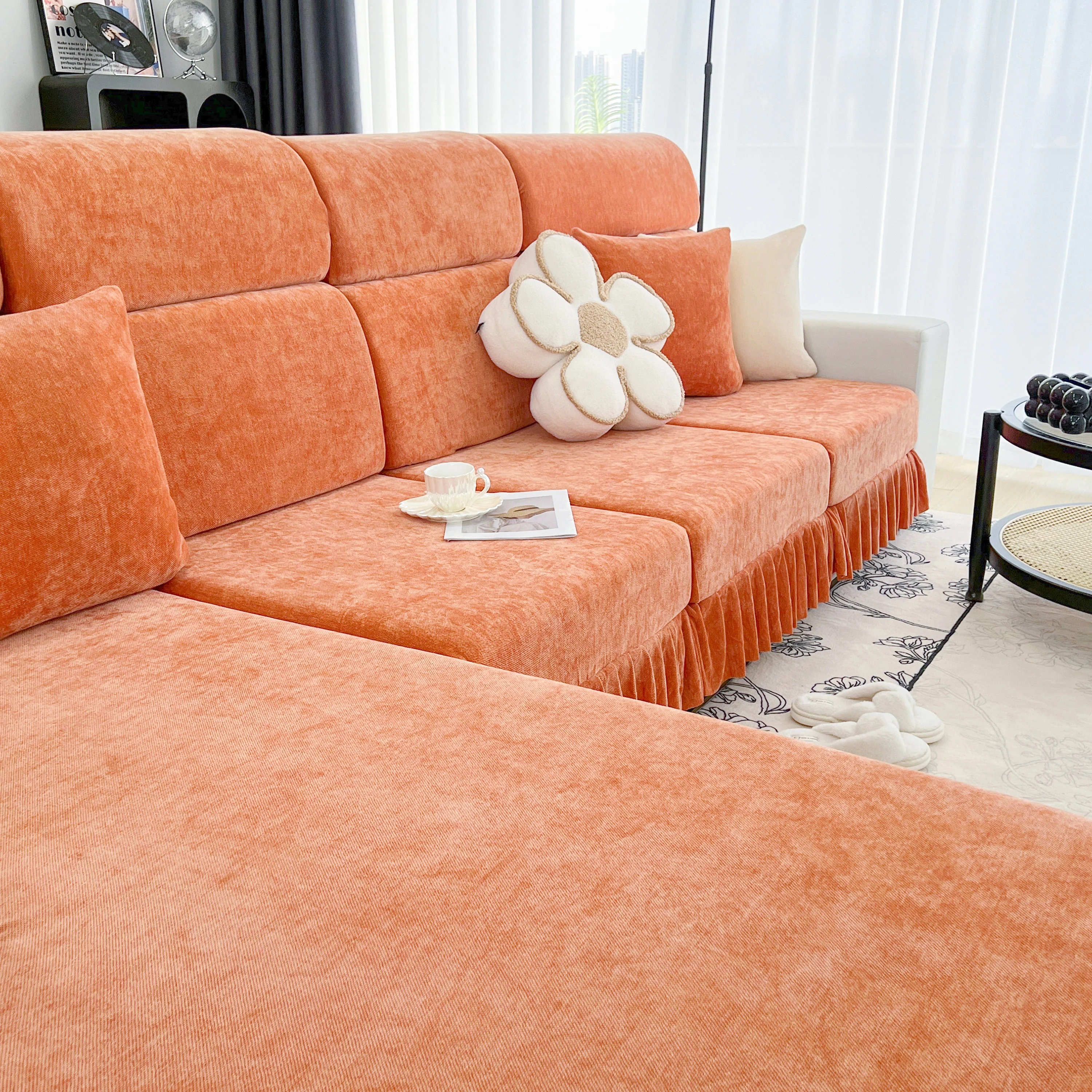Universal Elastic Skirt Sofa Slipcover, Stretch Sofa Cushion Cover For Bedroom Office Living Room - Image 168
