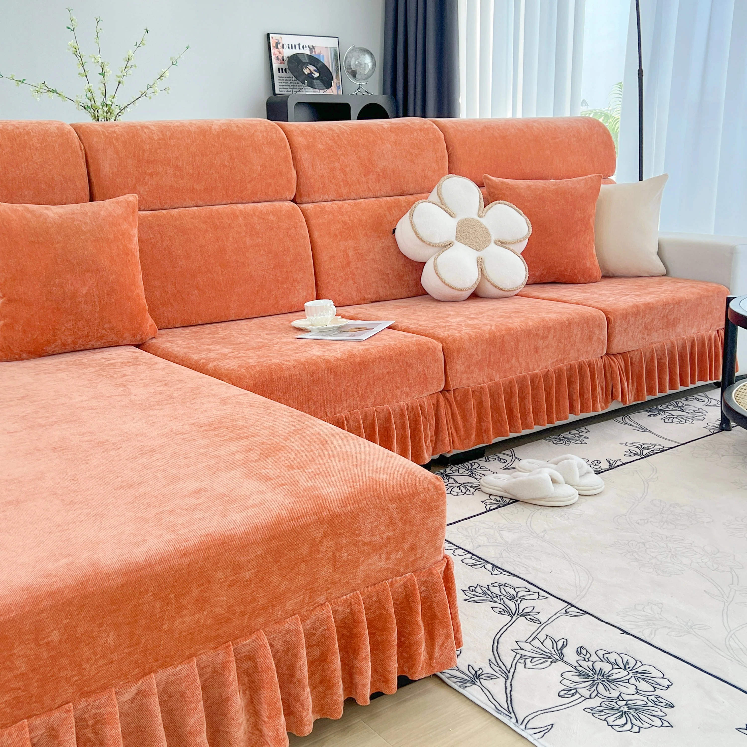 Universal Elastic Skirt Sofa Slipcover, Stretch Sofa Cushion Cover For Bedroom Office Living Room - Image 169
