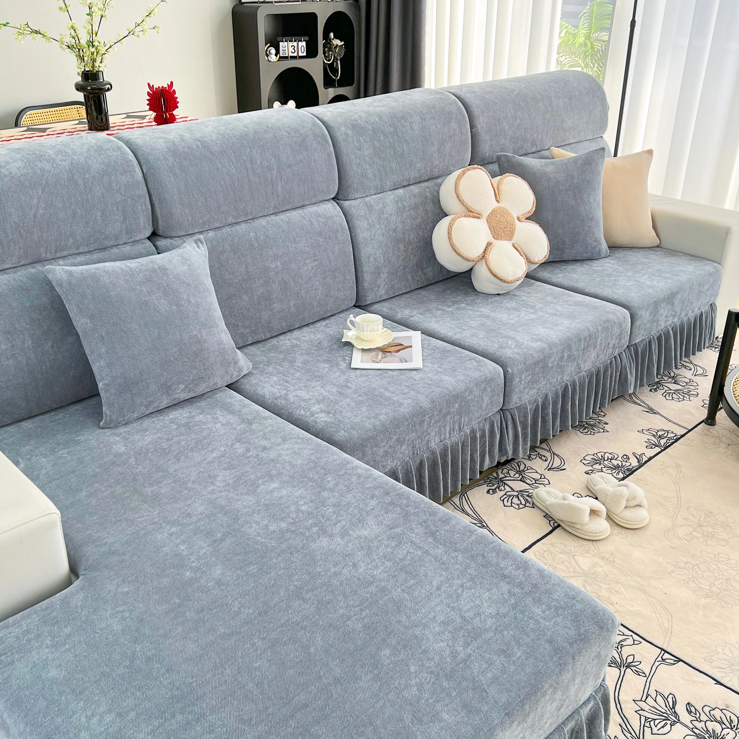 Universal Elastic Skirt Sofa Slipcover, Stretch Sofa Cushion Cover For Bedroom Office Living Room - Image 17
