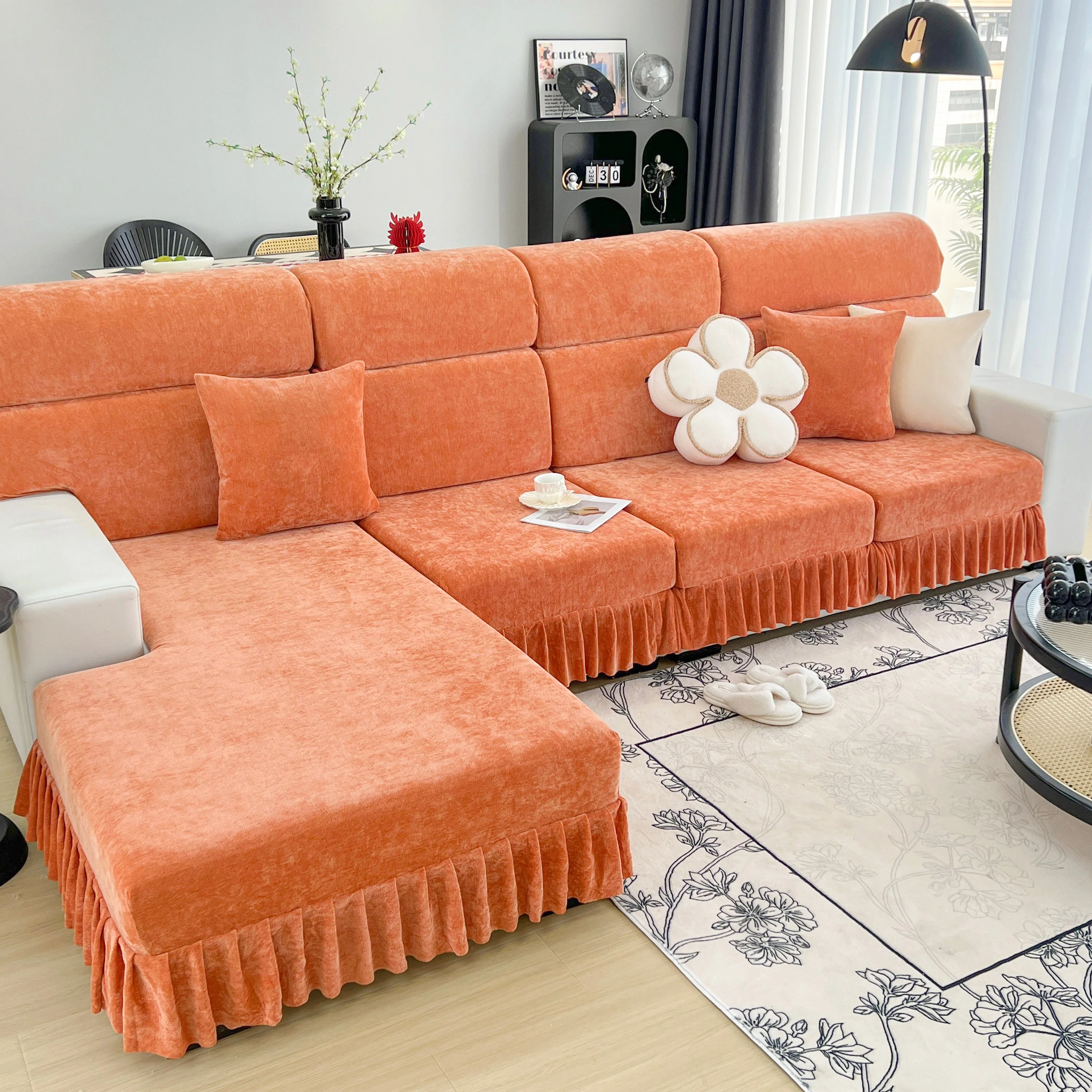 Universal Elastic Skirt Sofa Slipcover, Stretch Sofa Cushion Cover For Bedroom Office Living Room - Image 170