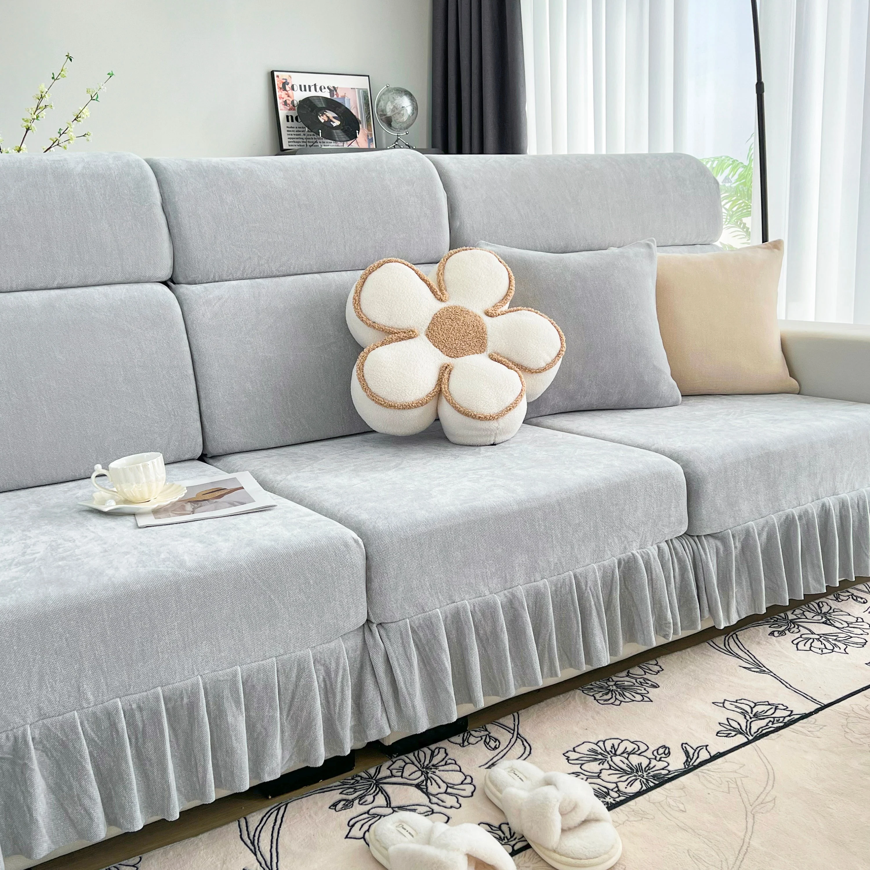 Universal Elastic Skirt Sofa Slipcover, Stretch Sofa Cushion Cover For Bedroom Office Living Room - Image 173