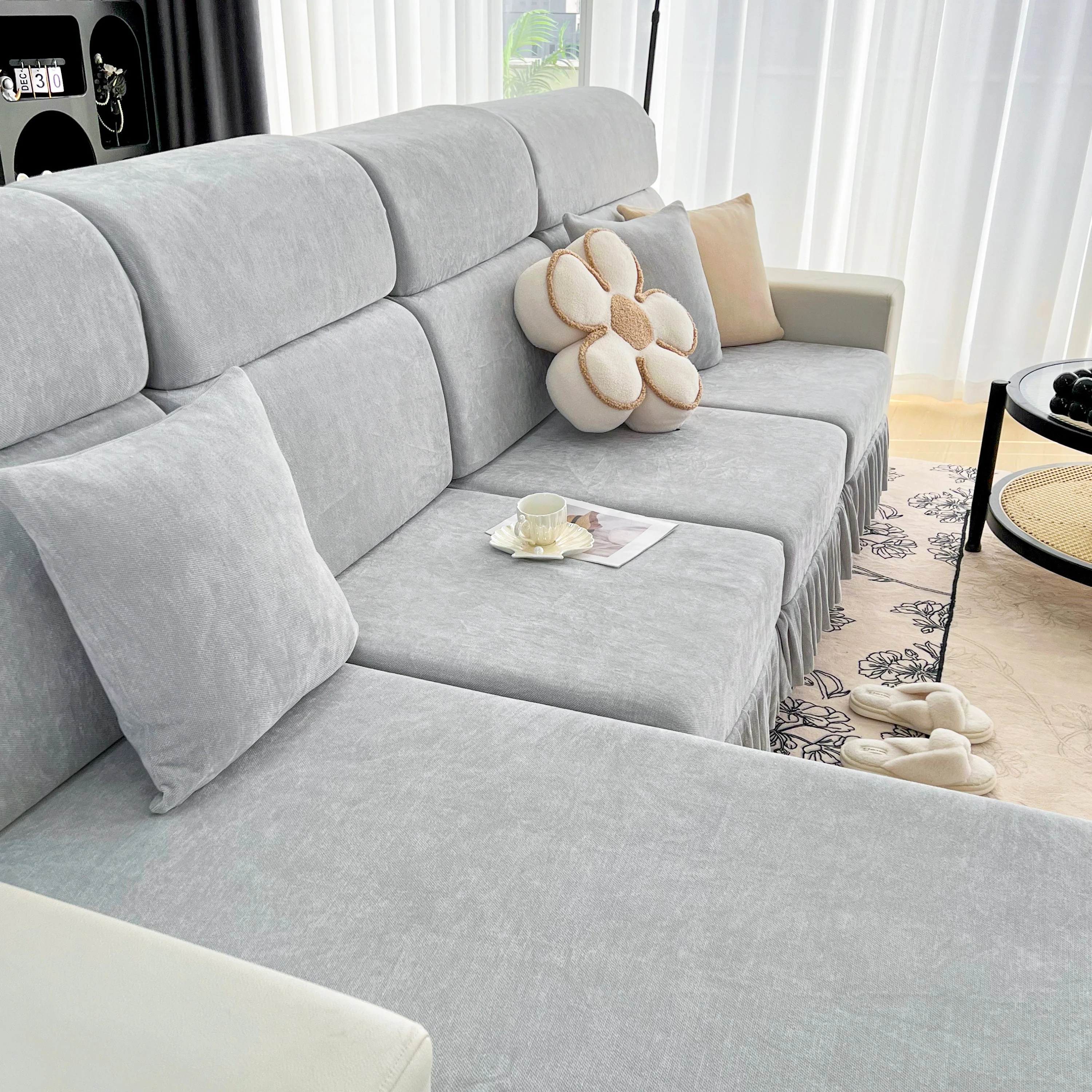 Universal Elastic Skirt Sofa Slipcover, Stretch Sofa Cushion Cover For Bedroom Office Living Room - Image 176
