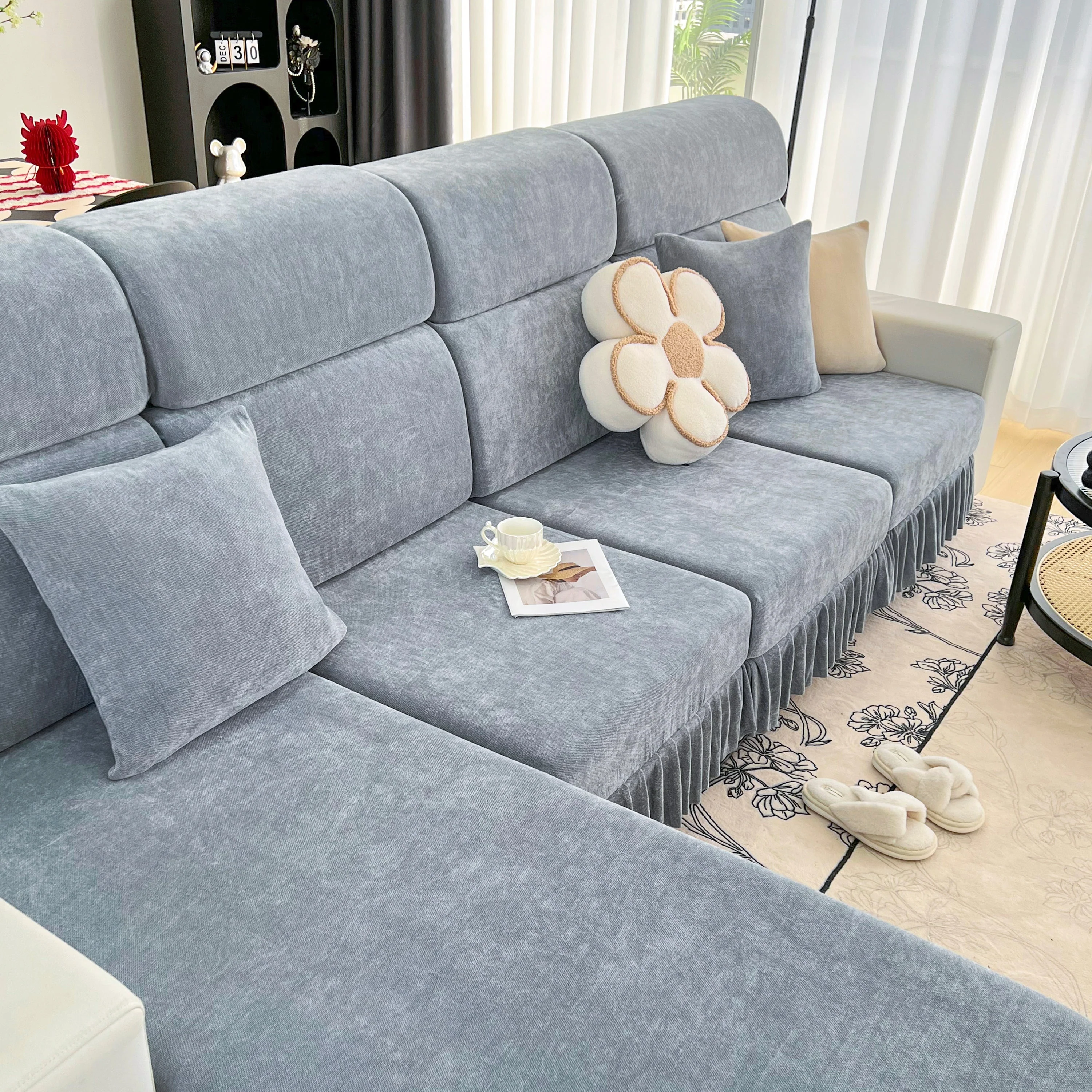Universal Elastic Skirt Sofa Slipcover, Stretch Sofa Cushion Cover For Bedroom Office Living Room - Image 18