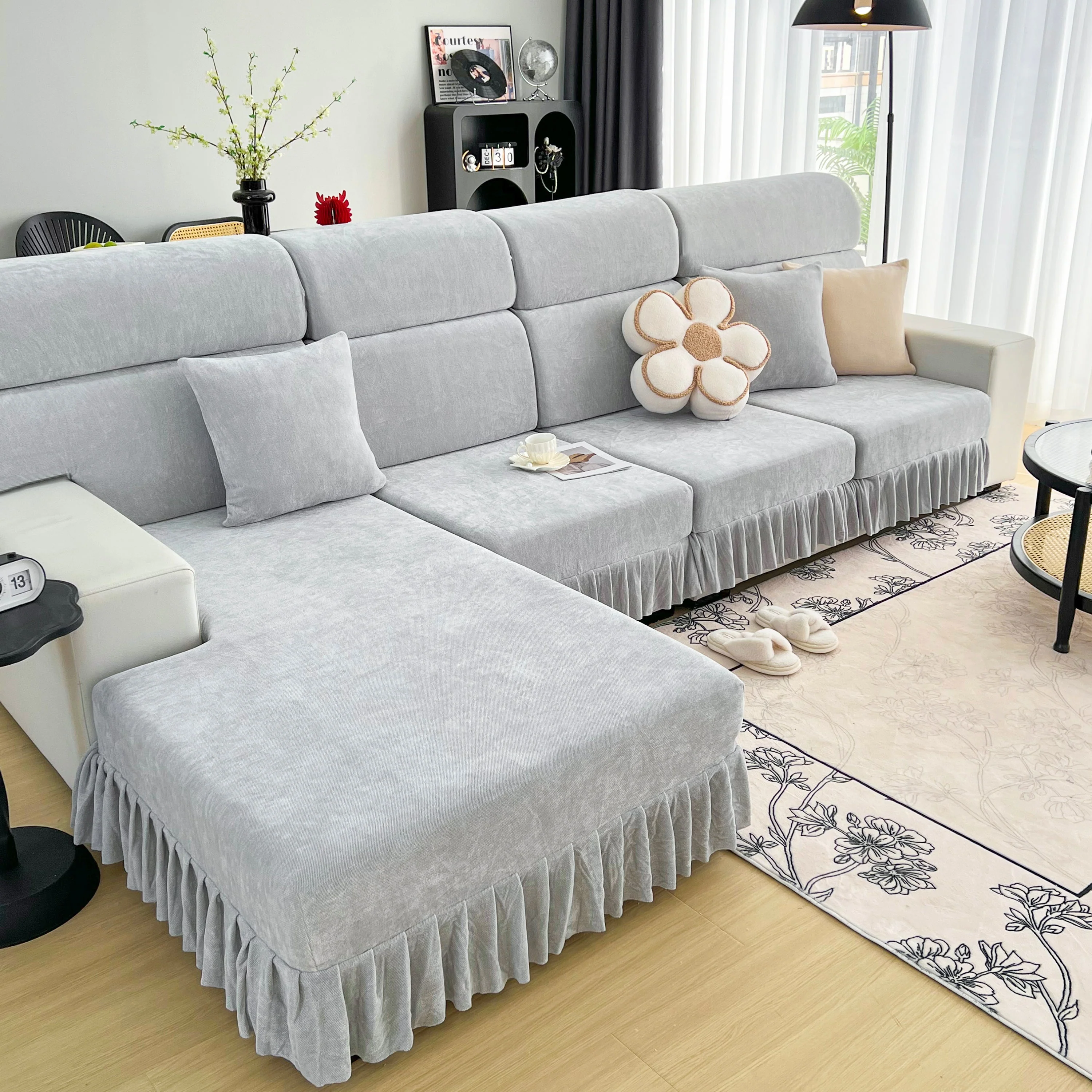 Universal Elastic Skirt Sofa Slipcover, Stretch Sofa Cushion Cover For Bedroom Office Living Room - Image 181
