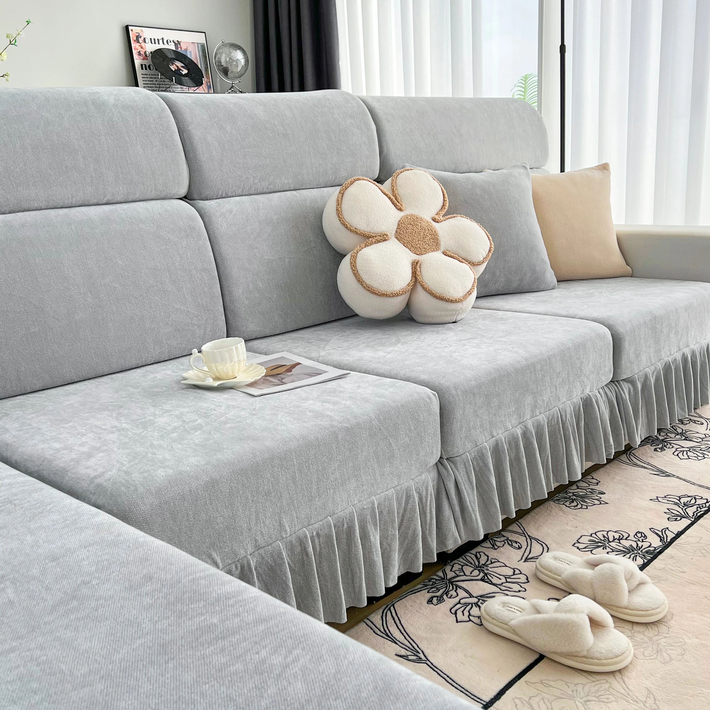 Universal Elastic Skirt Sofa Slipcover, Stretch Sofa Cushion Cover For Bedroom Office Living Room - Image 183