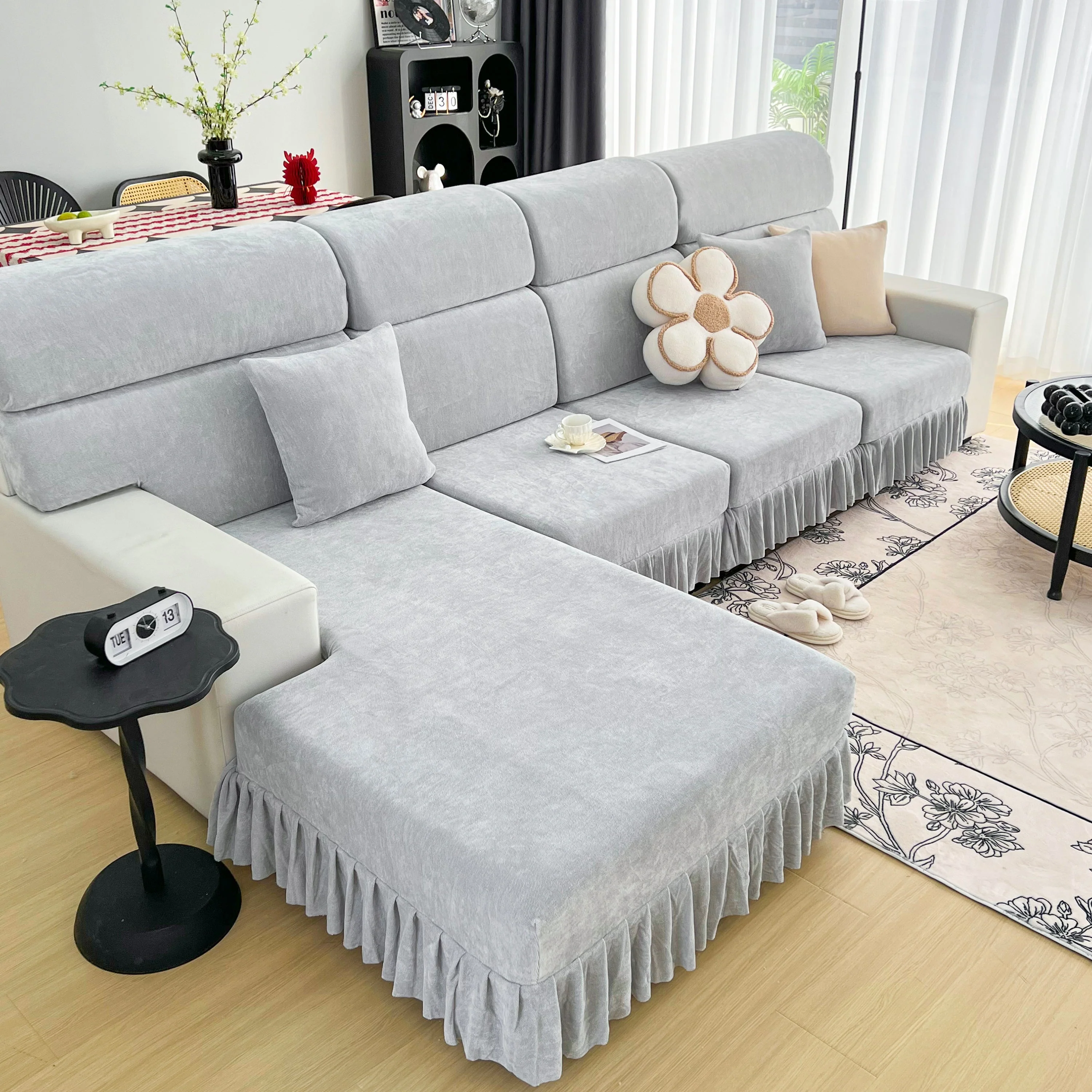 Universal Elastic Skirt Sofa Slipcover, Stretch Sofa Cushion Cover For Bedroom Office Living Room - Image 184